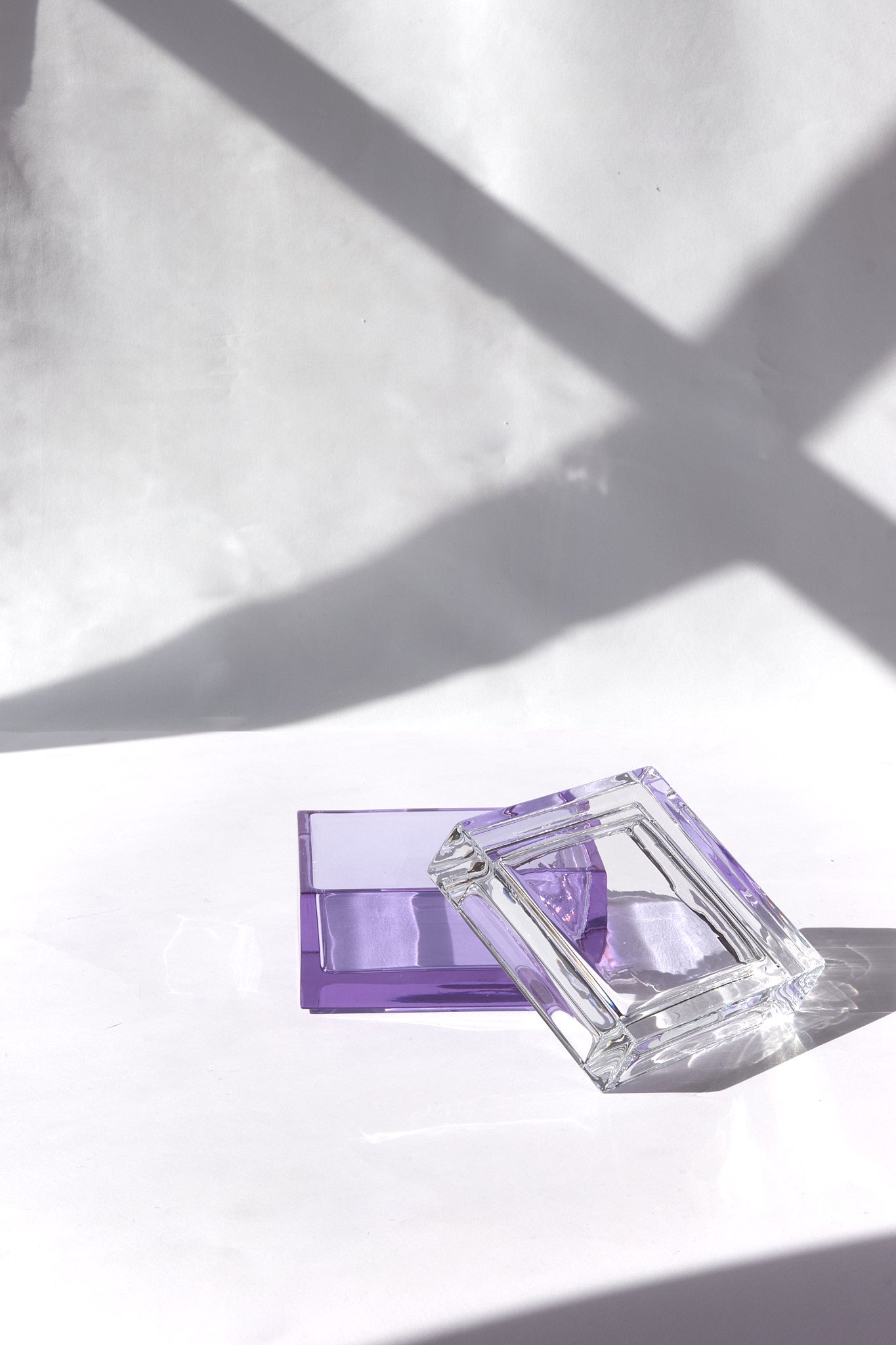 Palmina — Hand-Blown Crystal Small Box, Light Violet + Clear