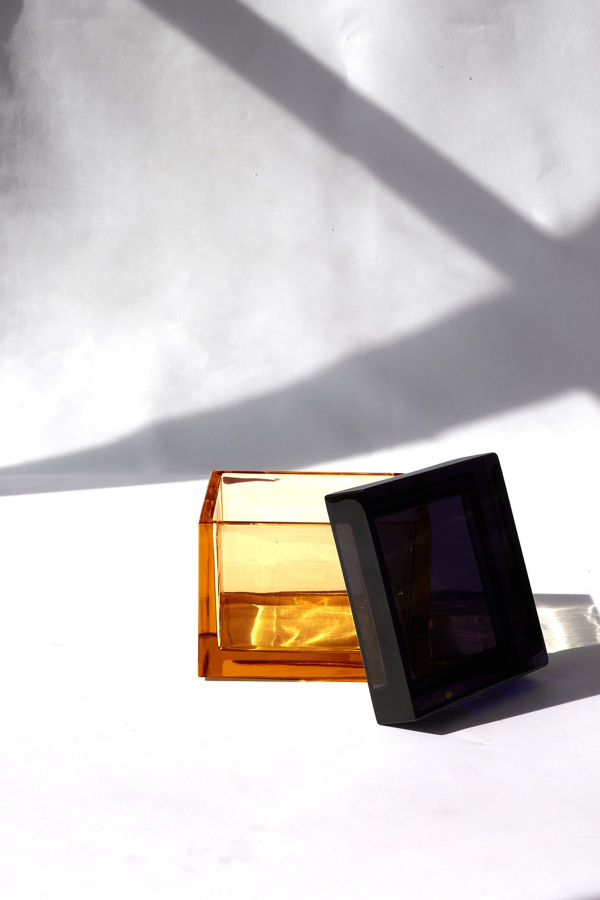 Palmi — Hand-Blown Crystal Box, Amber + Violet
