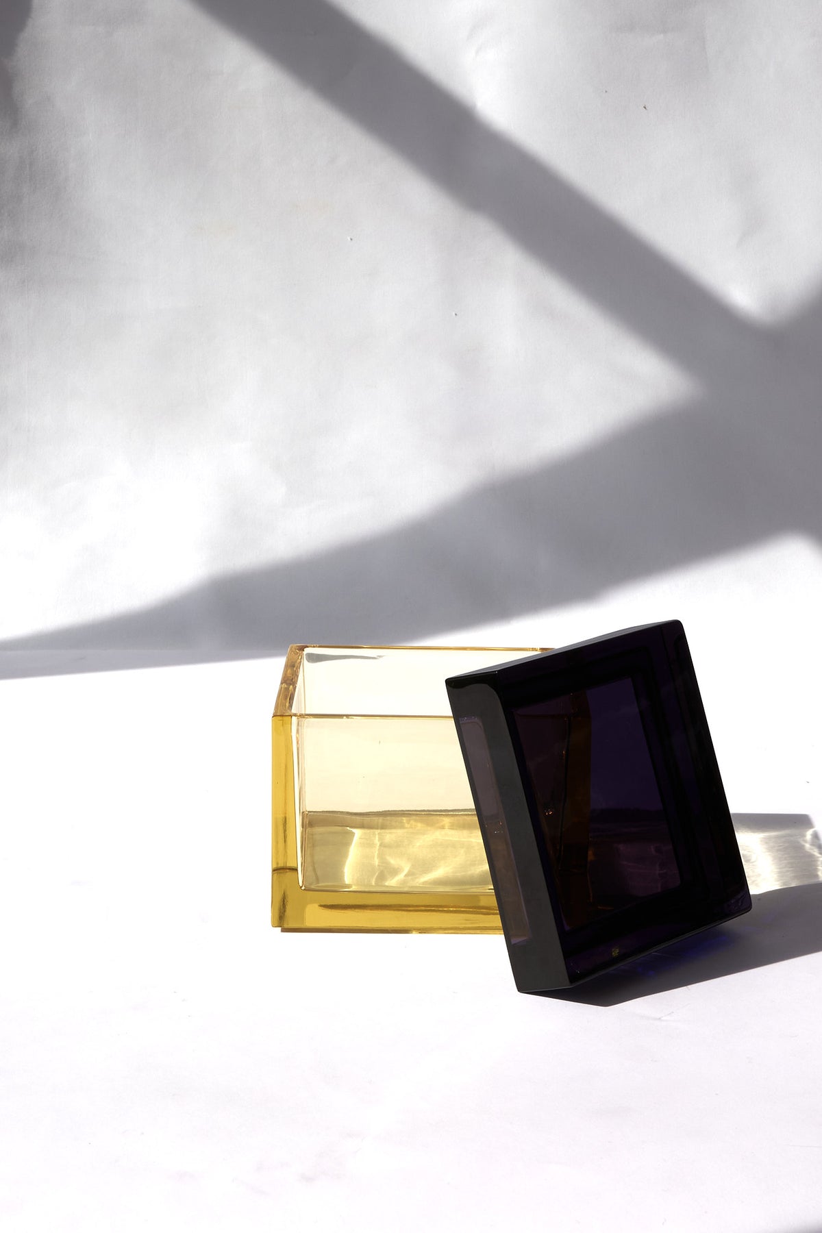 Palmi — Hand-Blown Crystal Box, Yellow + Violet