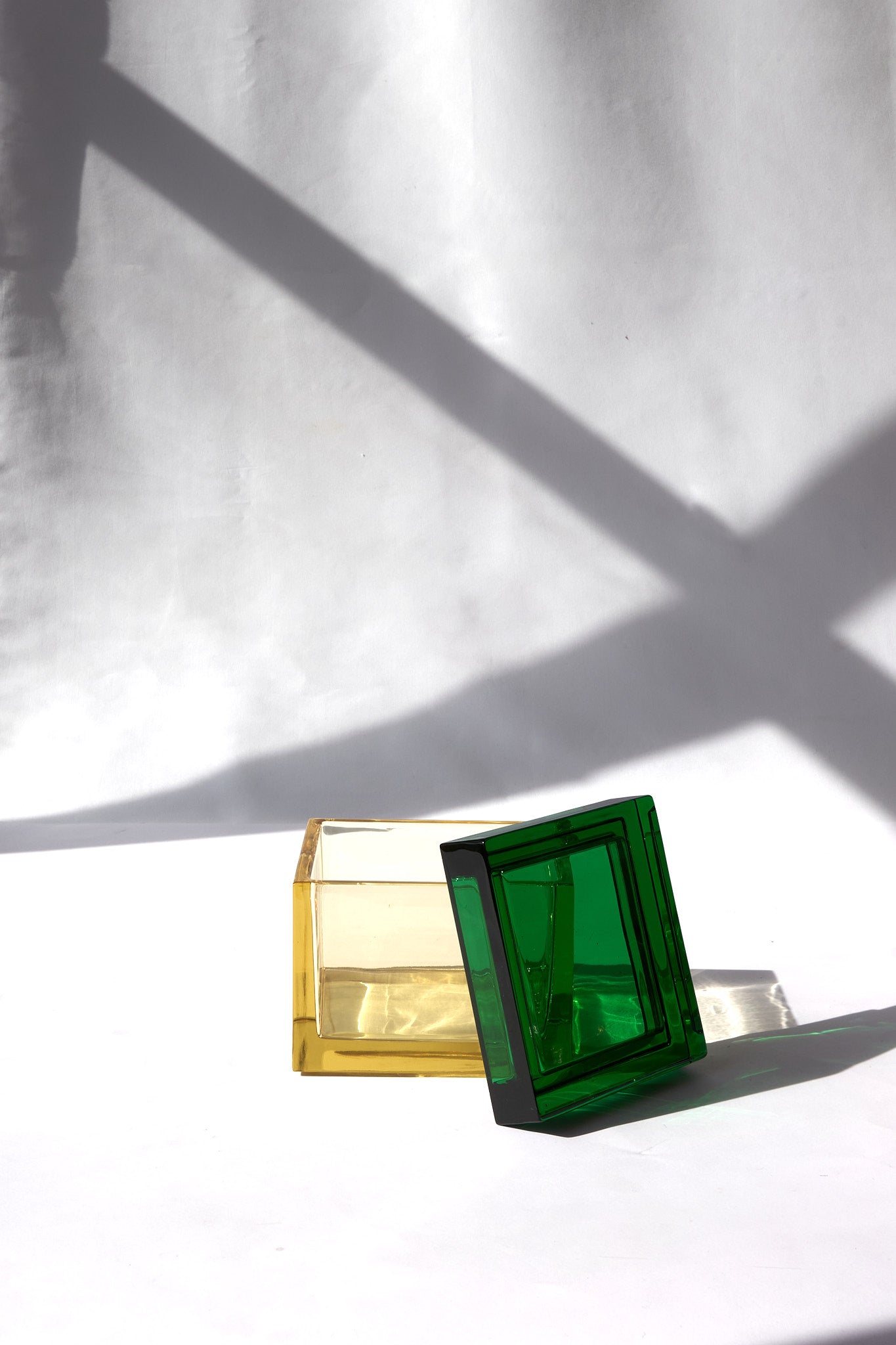 Palmi — Hand-Blown Crystal Box, Yellow + Green