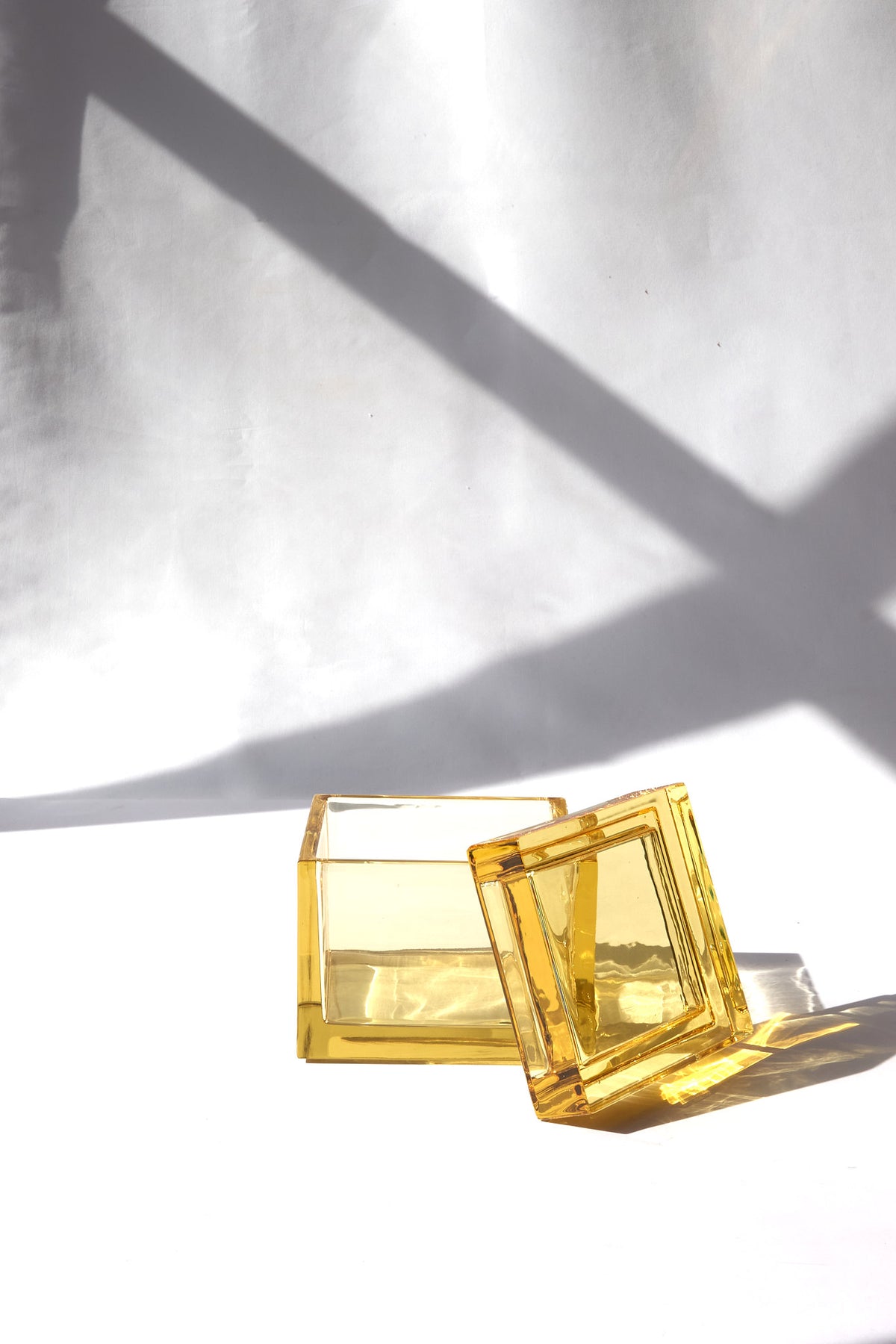 Palmi — Hand-Blown Crystal Box, Yellow