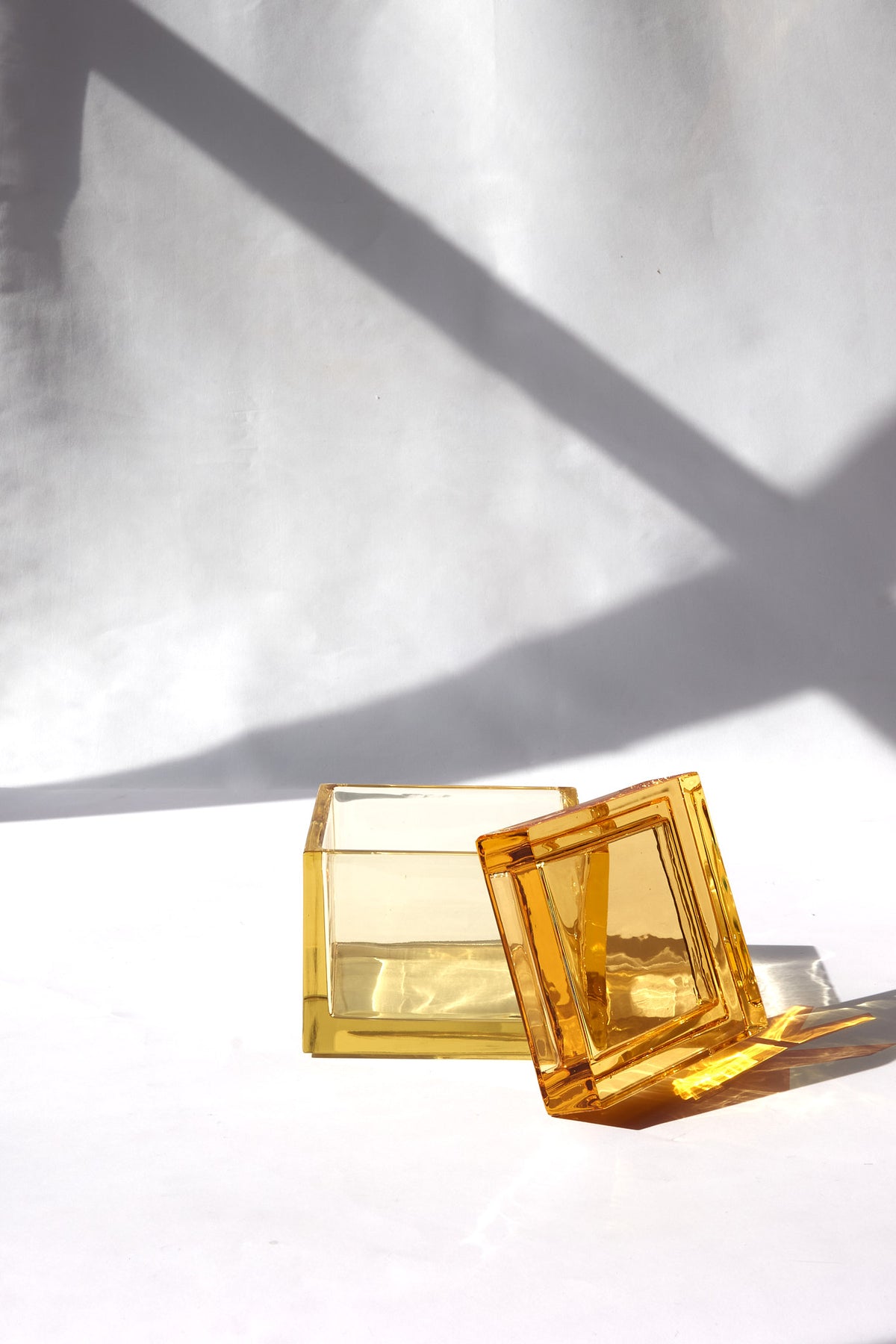 Palmi — Hand-Blown Crystal Box, Yellow + Amber