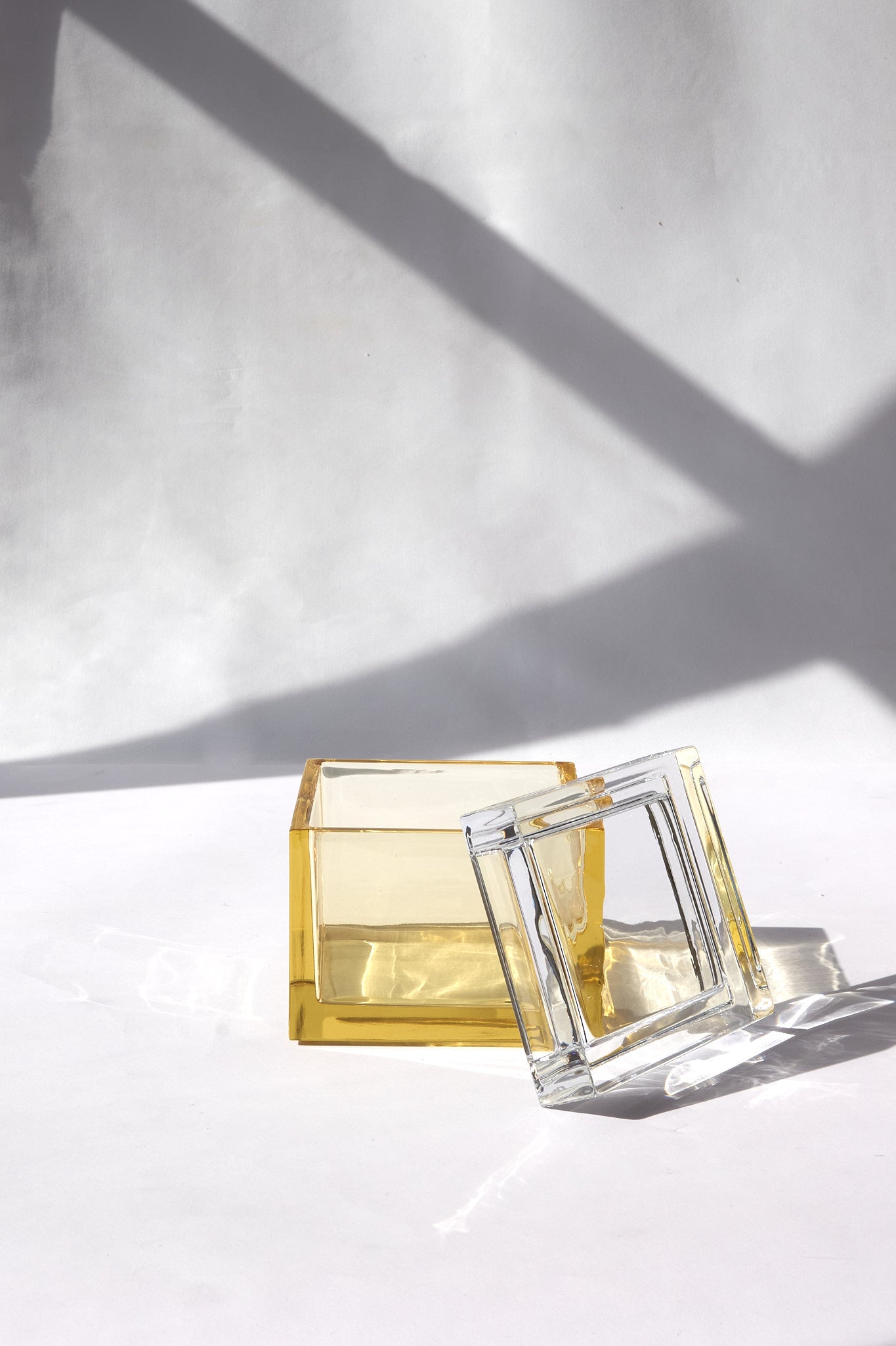 Palmi — Hand-Blown Crystal Box, Yellow + Clear