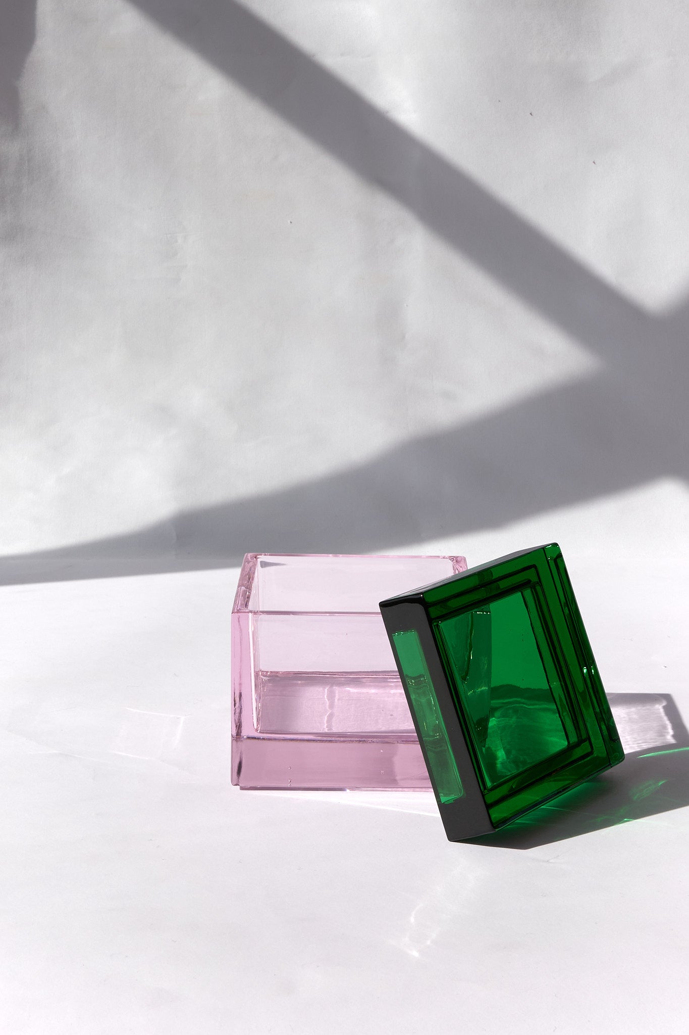 Palmi — Hand-Blown Crystal Box, Pink + Green