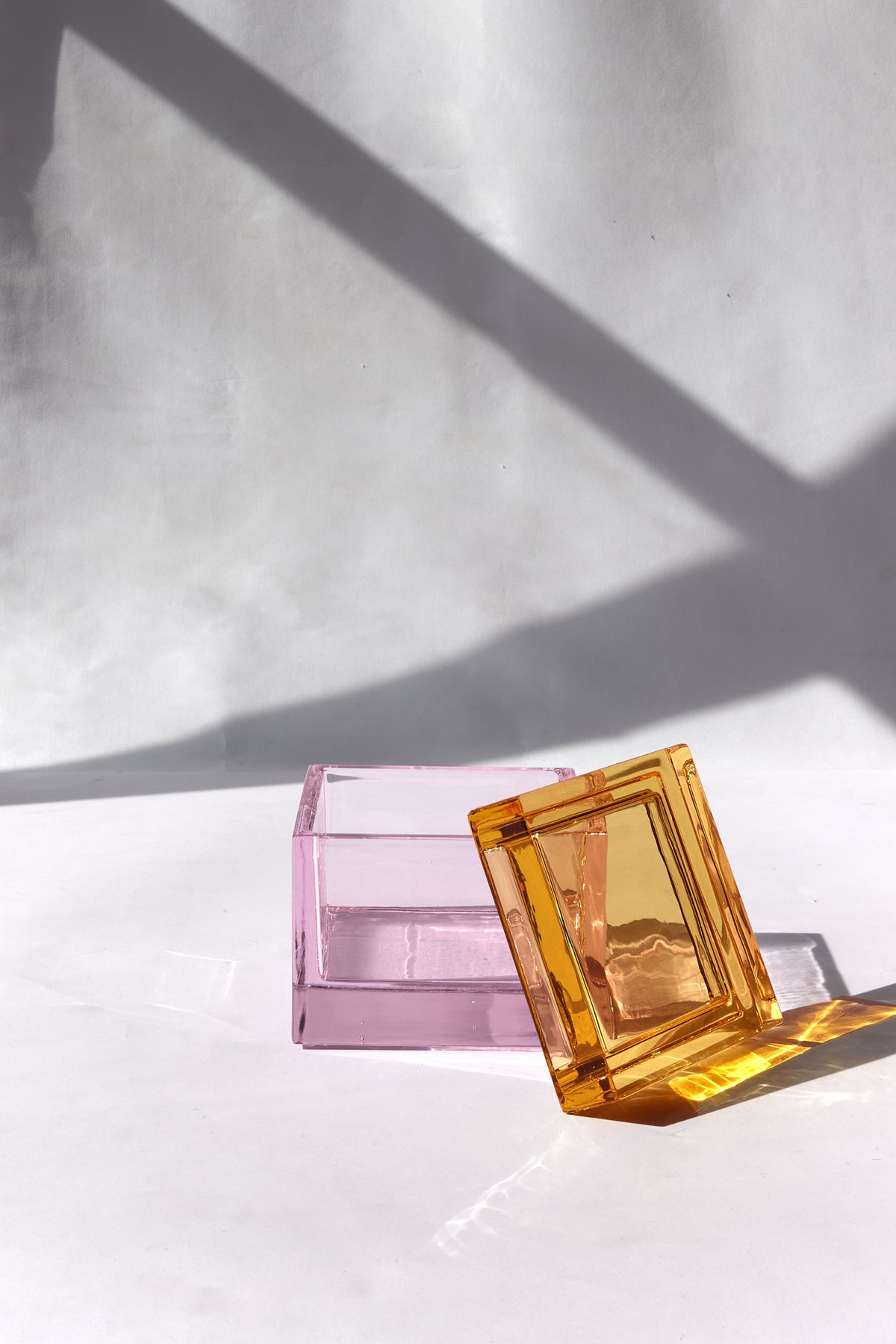 Palmi — Hand-Blown Crystal Box, Pink + Amber