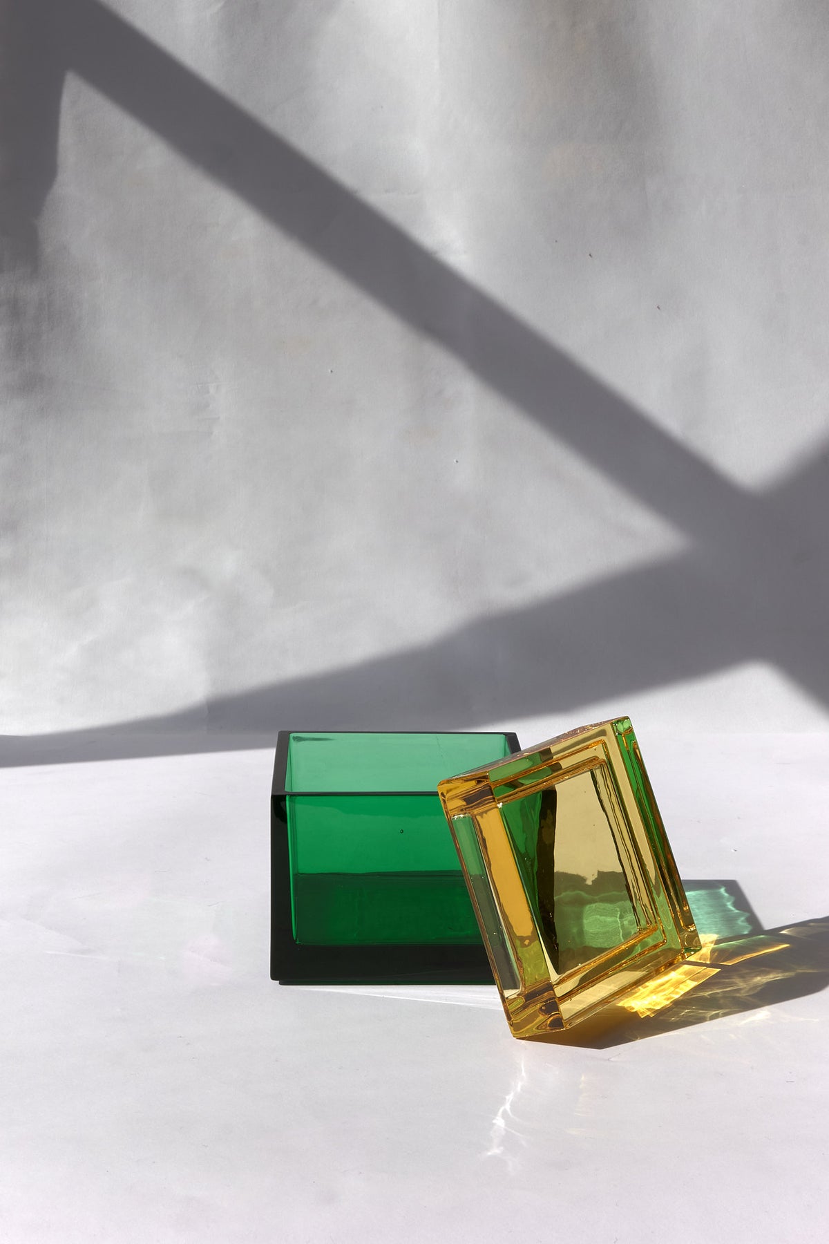 Palmi — Hand-Blown Crystal Box, Green + Yellow