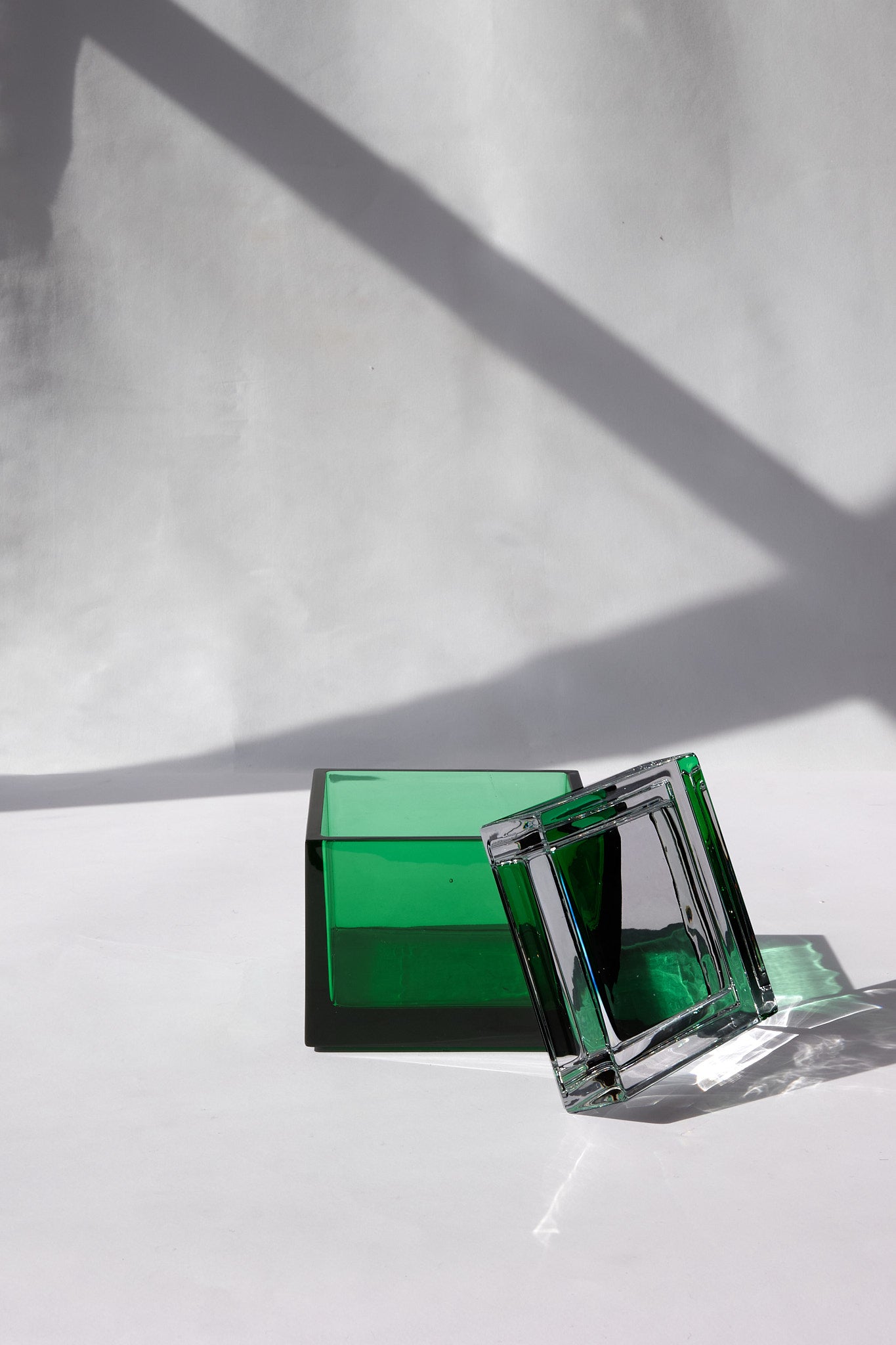 Palmi — Hand-Blown Crystal Box, Green + Gray