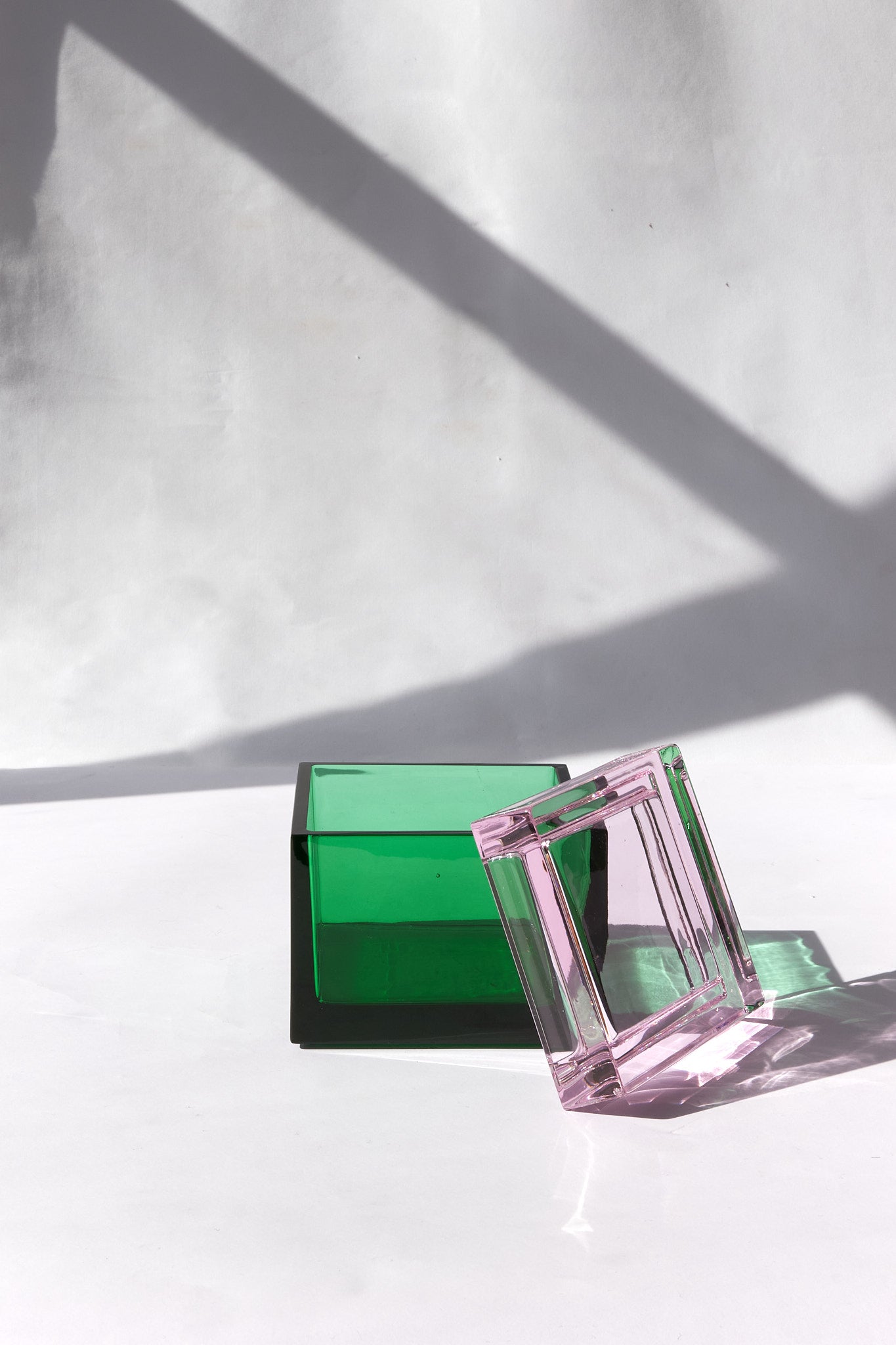 Palmi — Hand-Blown Crystal Box, Green + Pink