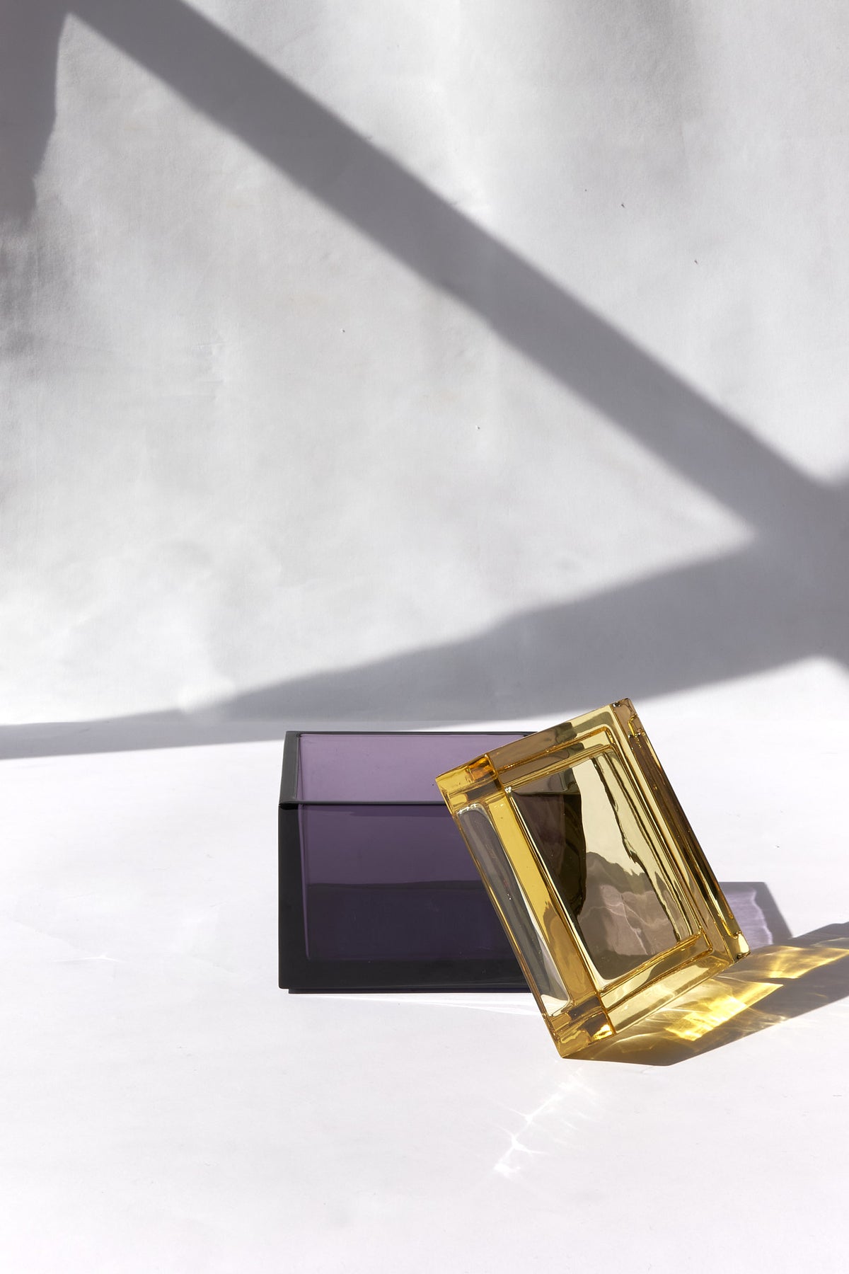 Palmi — Hand-Blown Crystal Box, Violet + Yellow