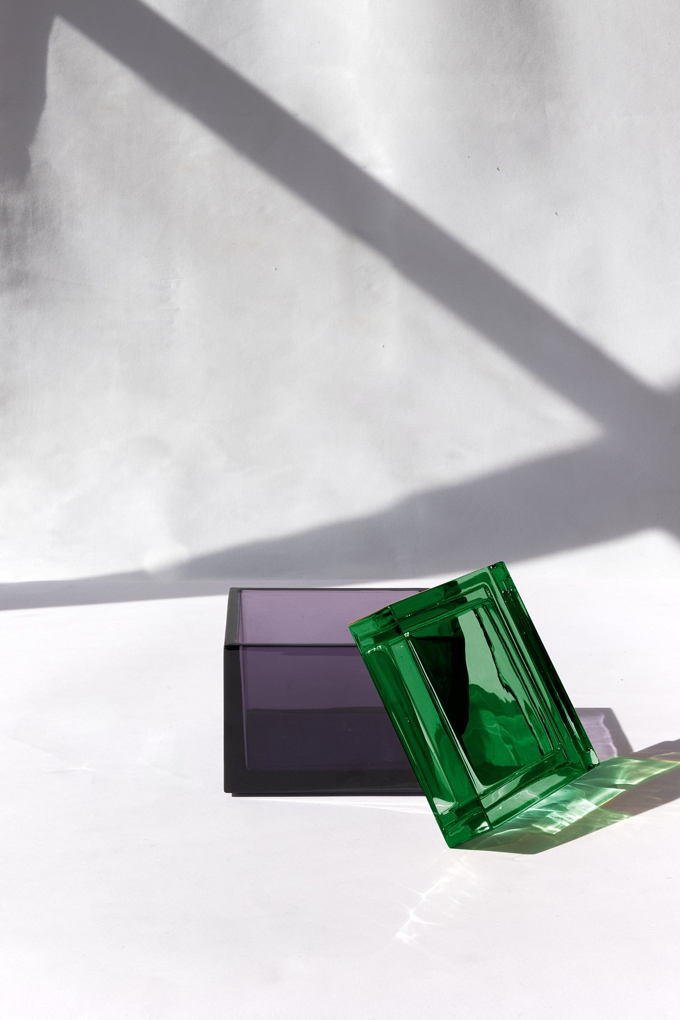Palmi — Hand-Blown Crystal Box, Violet + Green