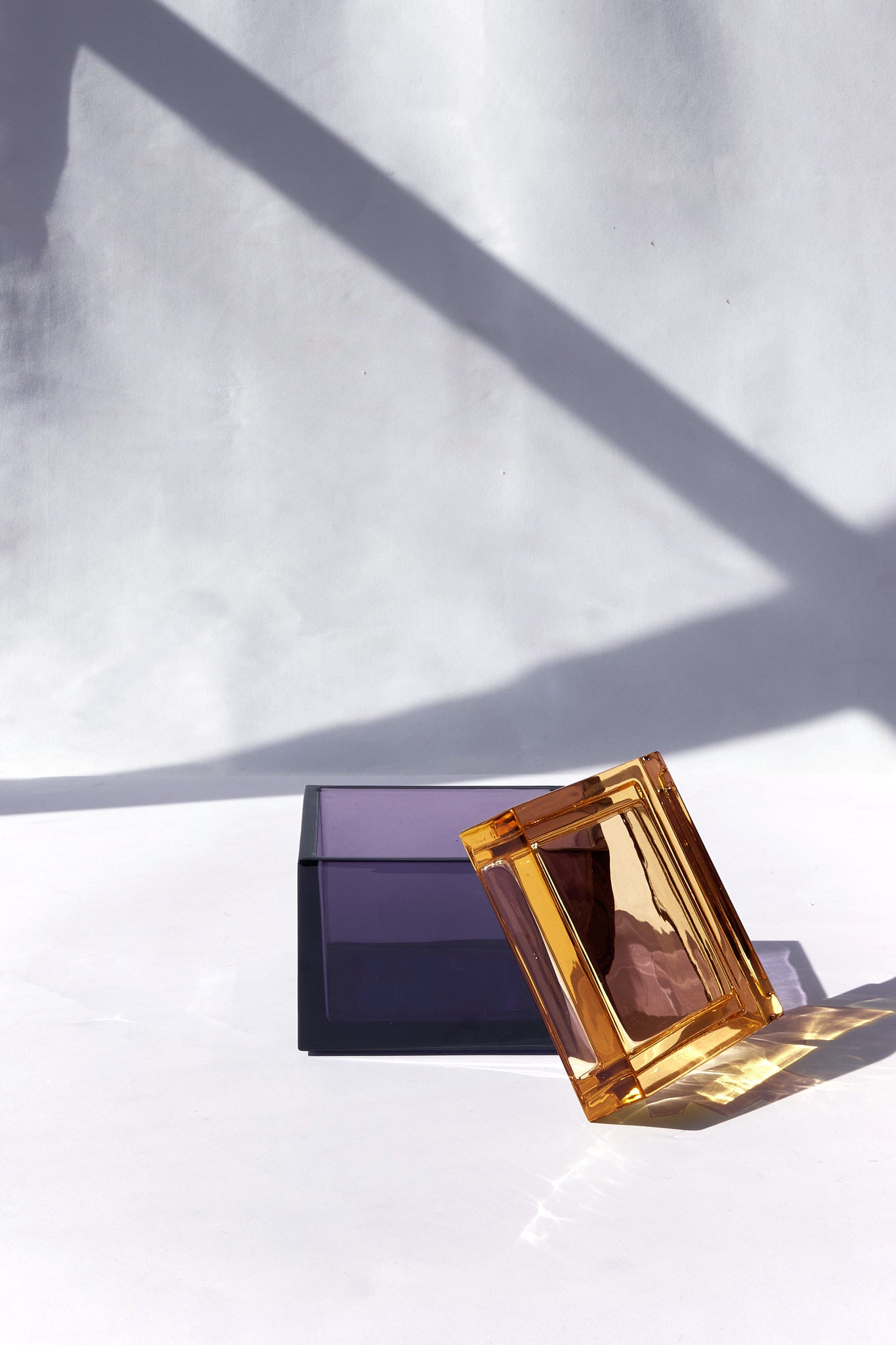 Palmi — Hand-Blown Crystal Box, Violet + Amber