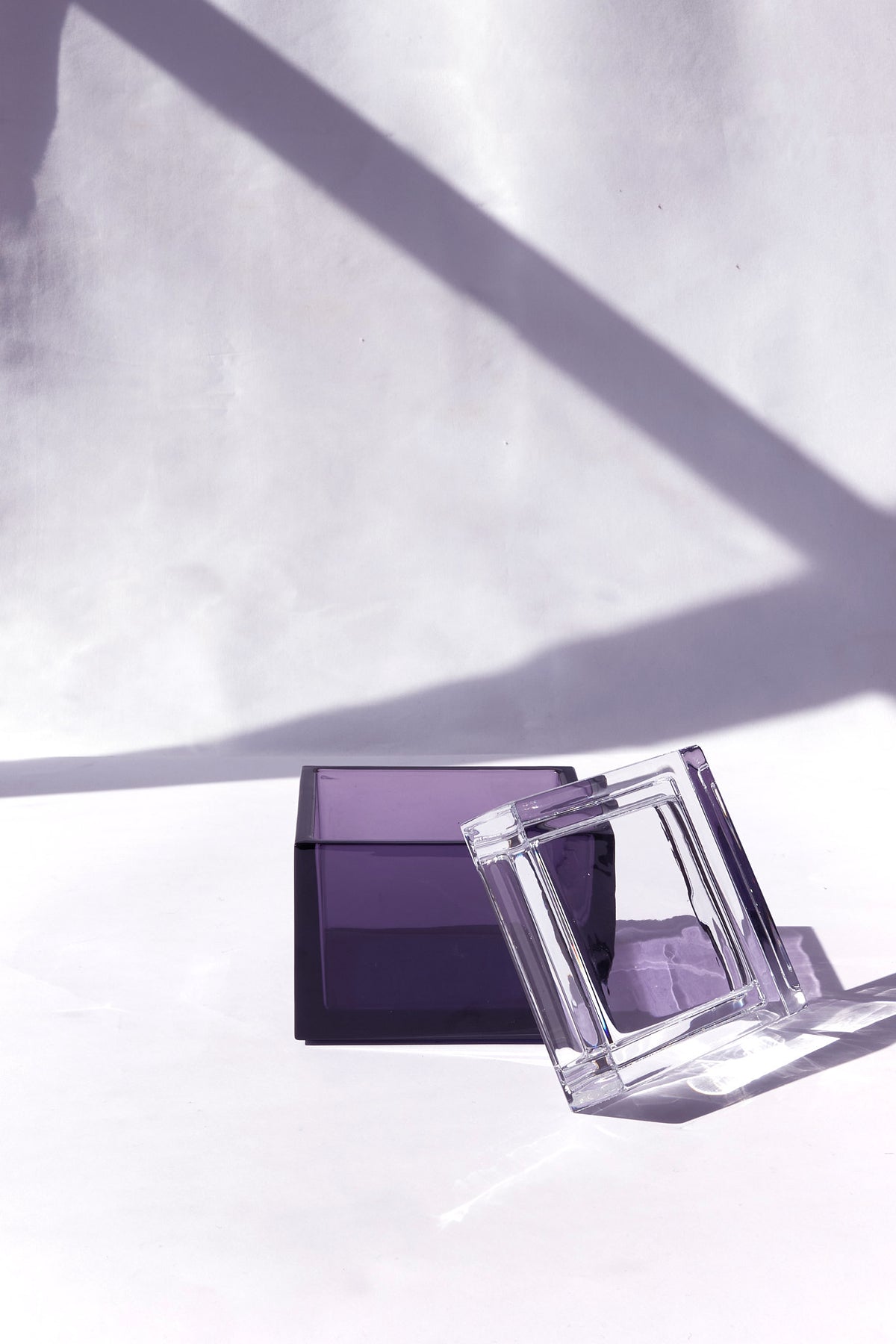 Palmi — Hand-Blown Crystal Box, Violet + Clear