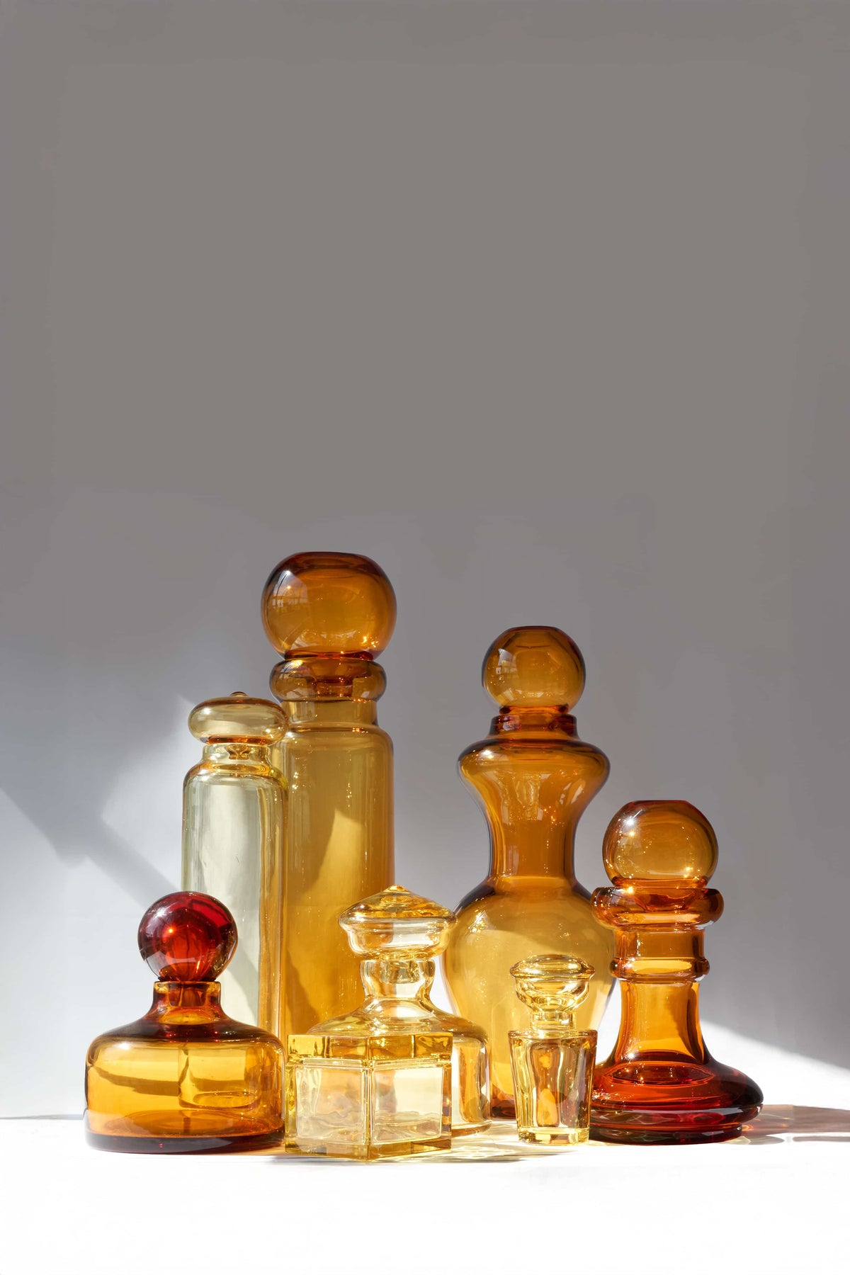 Marsala — Hand-Blown Crystal Vase, Two-Piece, Amber