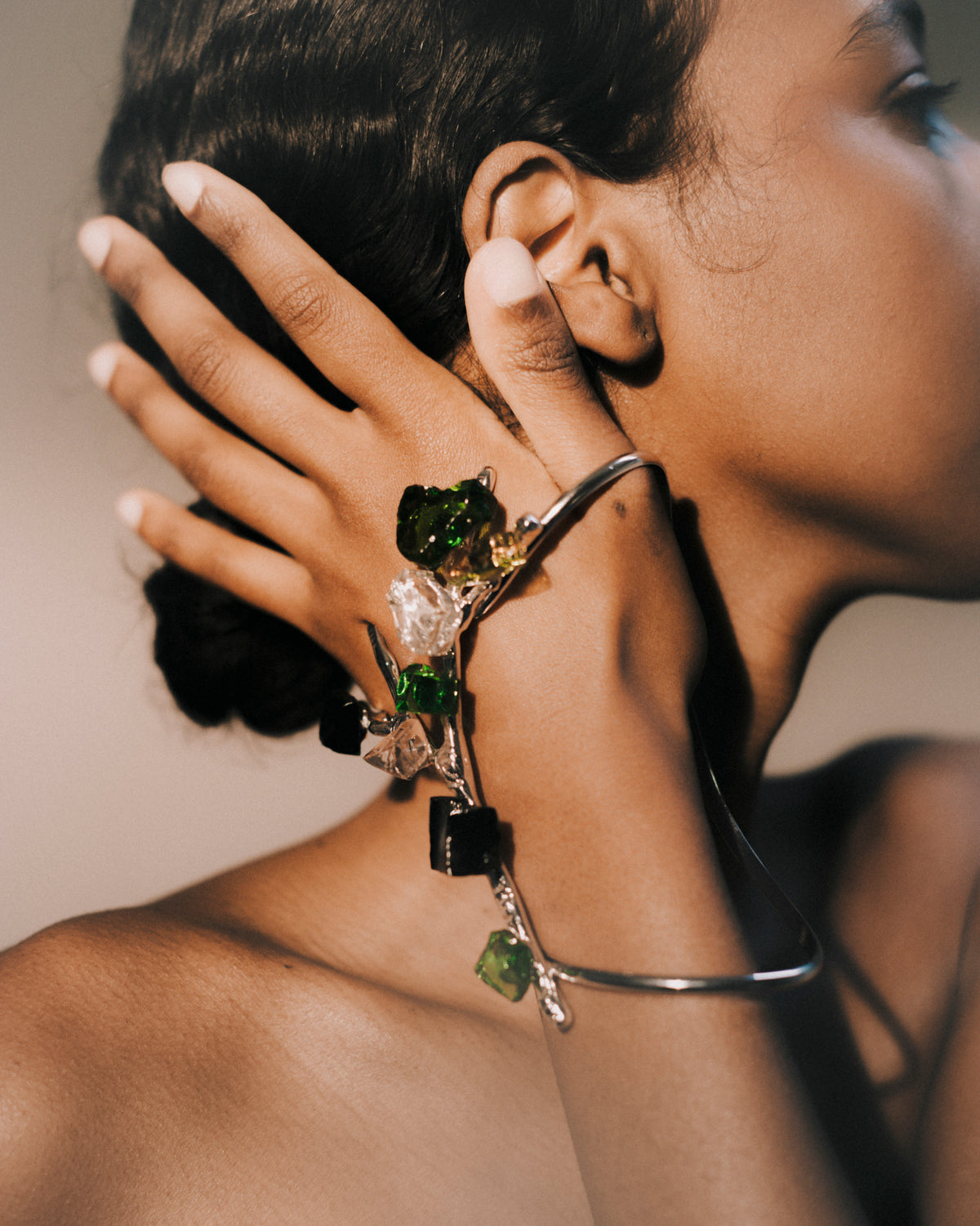 Andromeda — Hand-Forged Crystal Bracelet, Rhodium