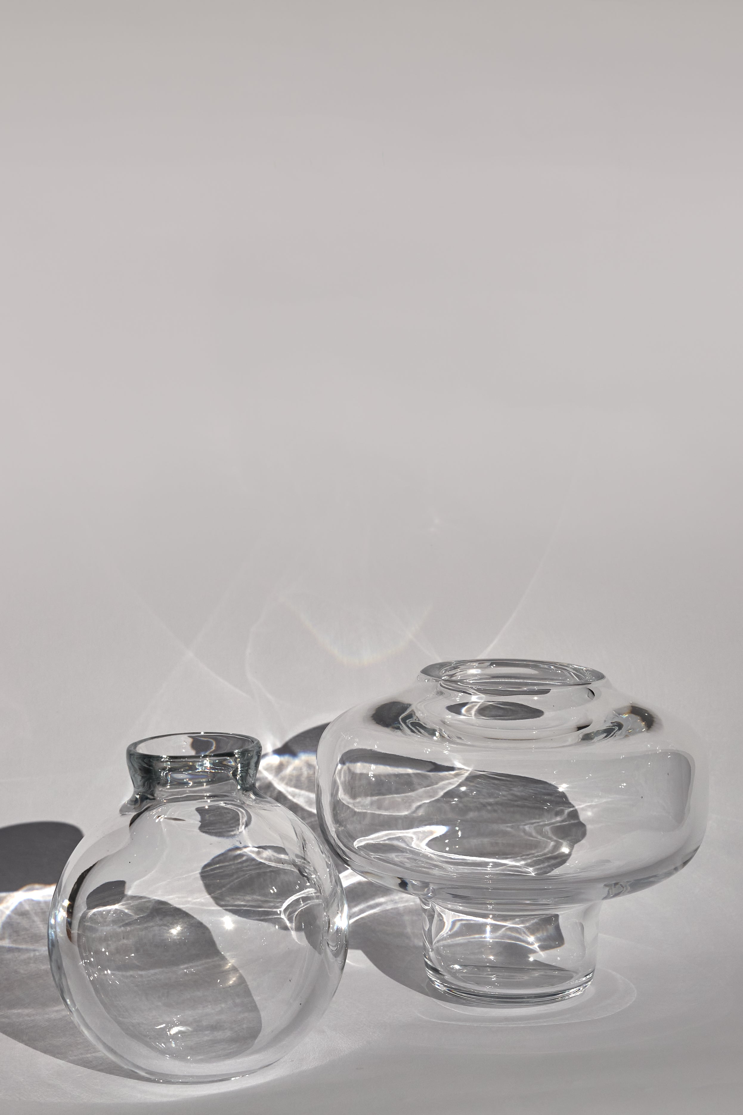 Scalea — Vaso in Cristallo Soffiato a Mano, Clear, Due Pezzi