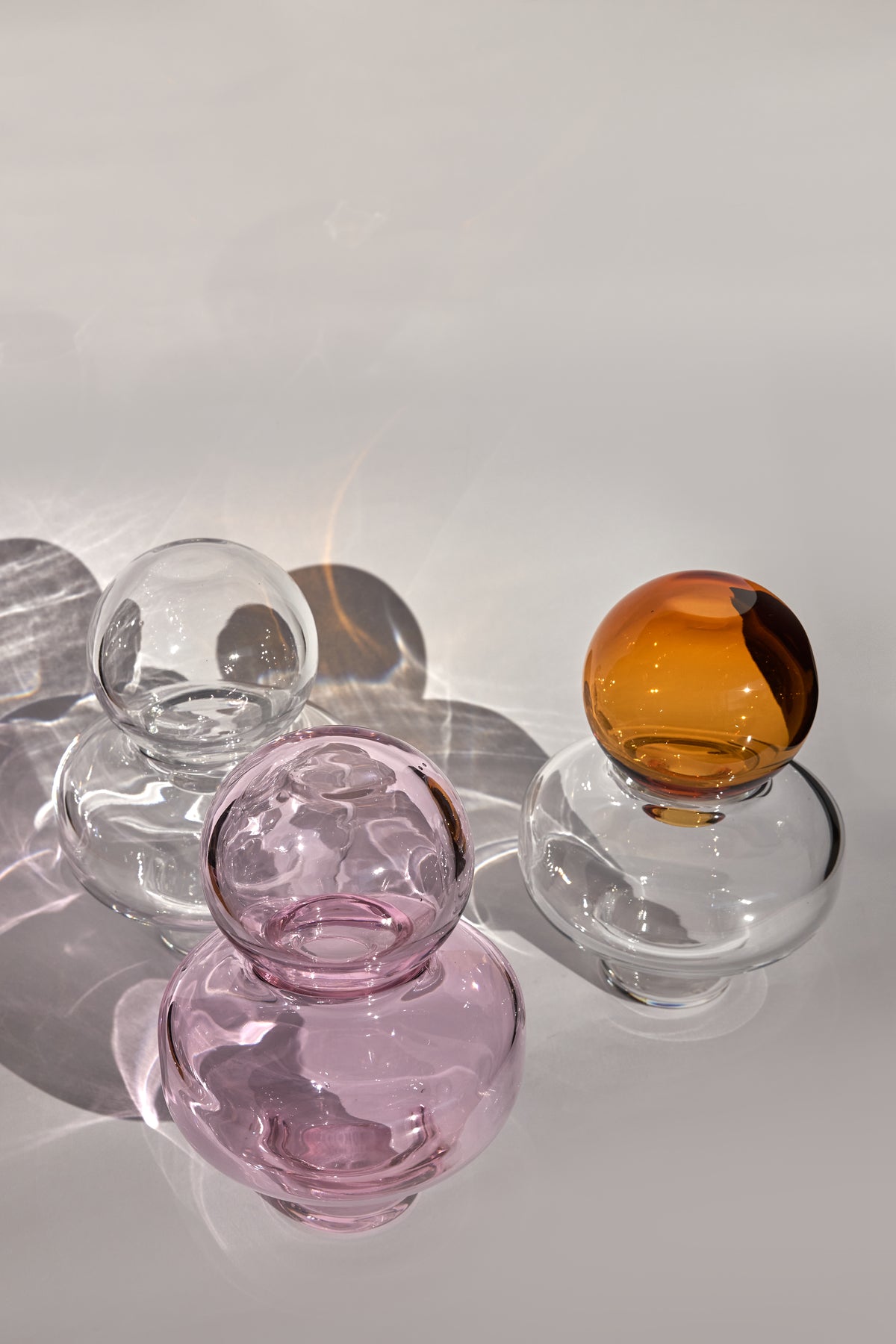 Scalea — Vaso in Cristallo Soffiato a Mano, Rosa, Due Pezzi