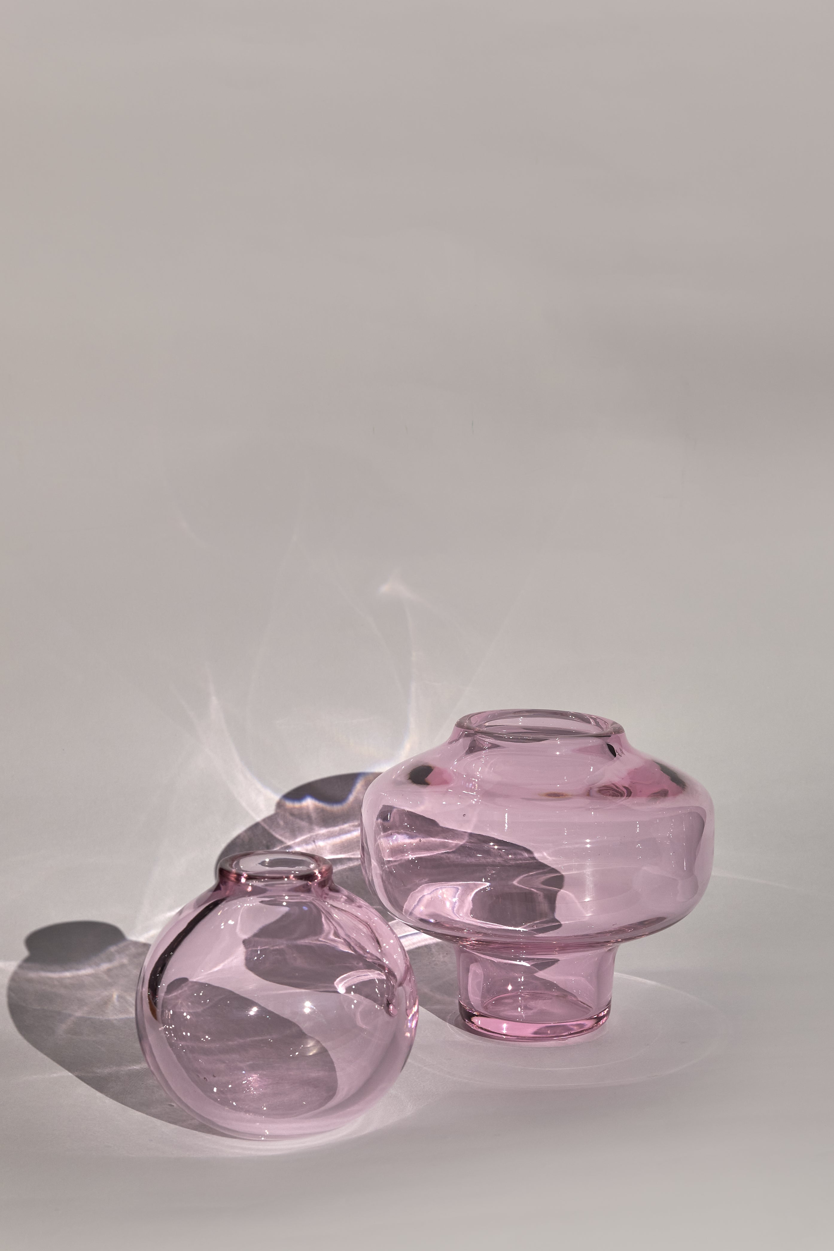 Scalea — Vaso in Cristallo Soffiato a Mano, Rosa, Due Pezzi