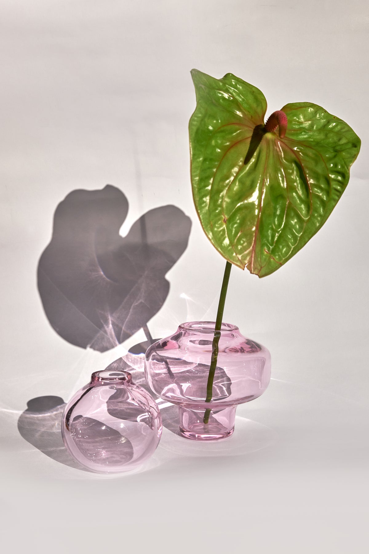 Scalea — Vaso in Cristallo Soffiato a Mano, Rosa, Due Pezzi