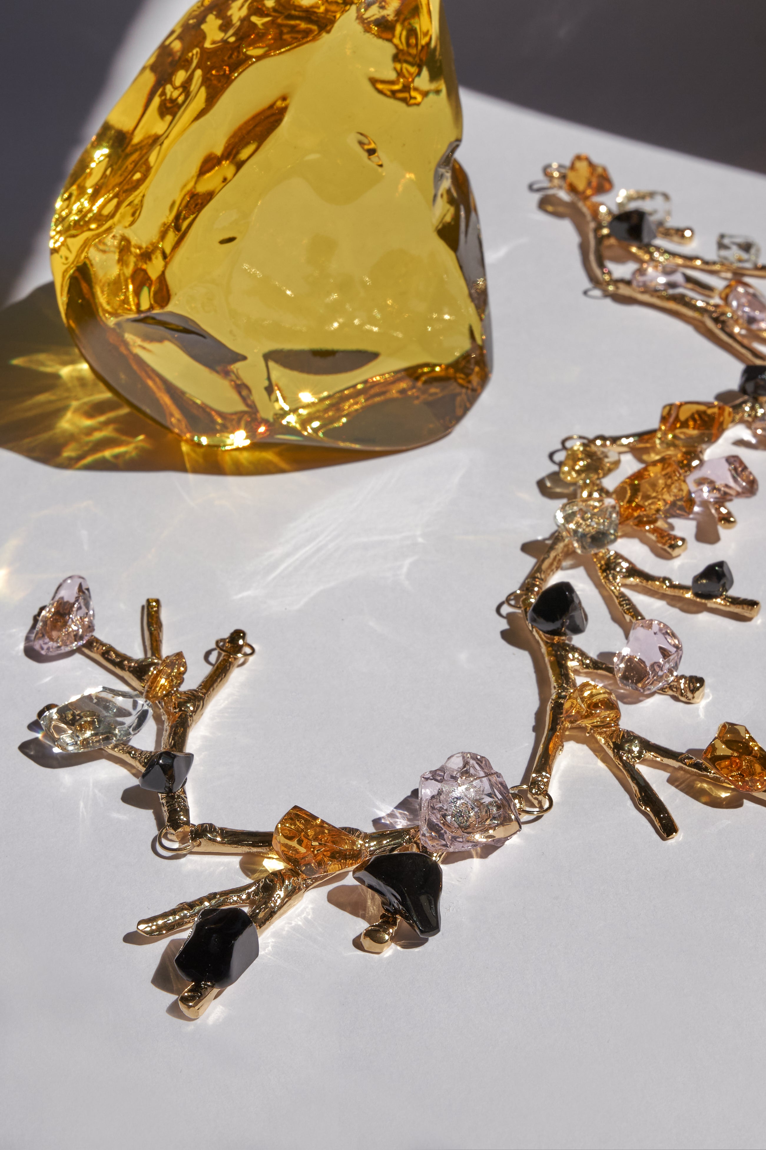 Nebula — Hand-Forged Crystal Necklace, Gold, 7 Elements