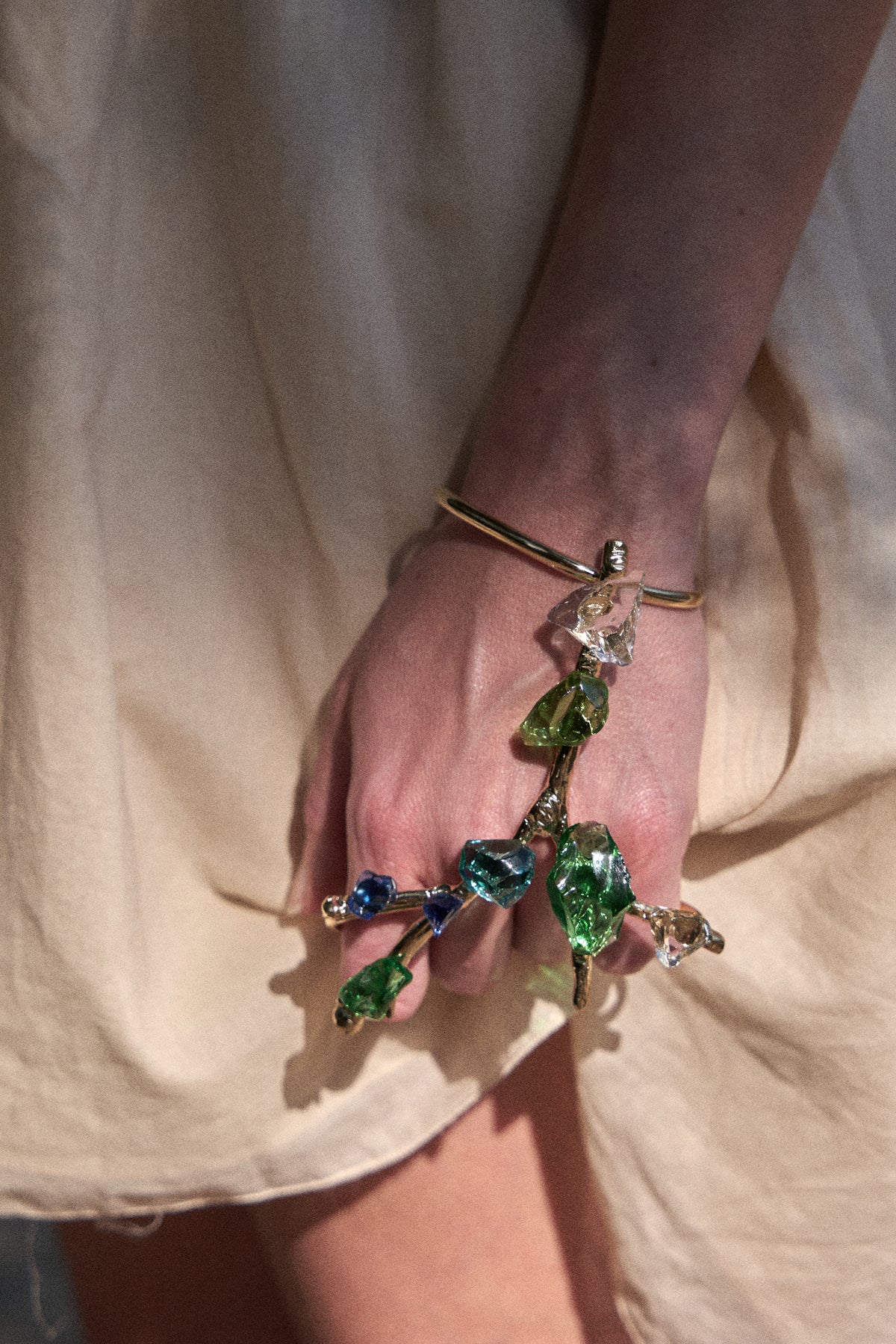 Andromeda — Hand-Forged Crystal Bracelet, Gold