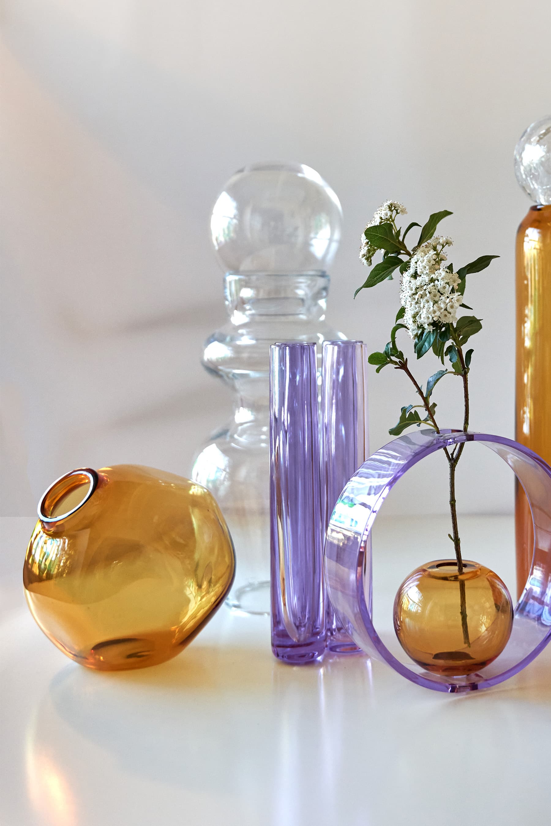 Nuvola — Hand-Blown Crystal Spherical Vase, Amber