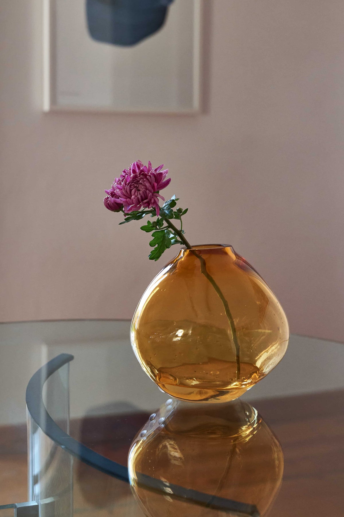Nuvola — Hand-Blown Crystal Spherical Vase, Amber