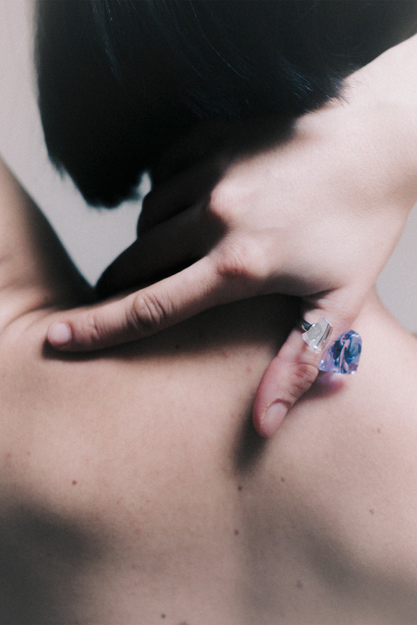 Meteore — Hand-Forged Crystal Ring, Rhodium
