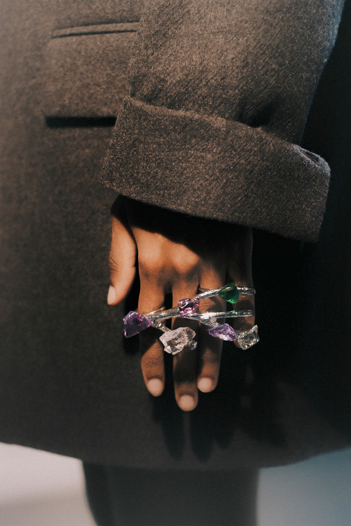 Tirapugni — Hand-Forged Crystal Knuckle Ring, Rhodium