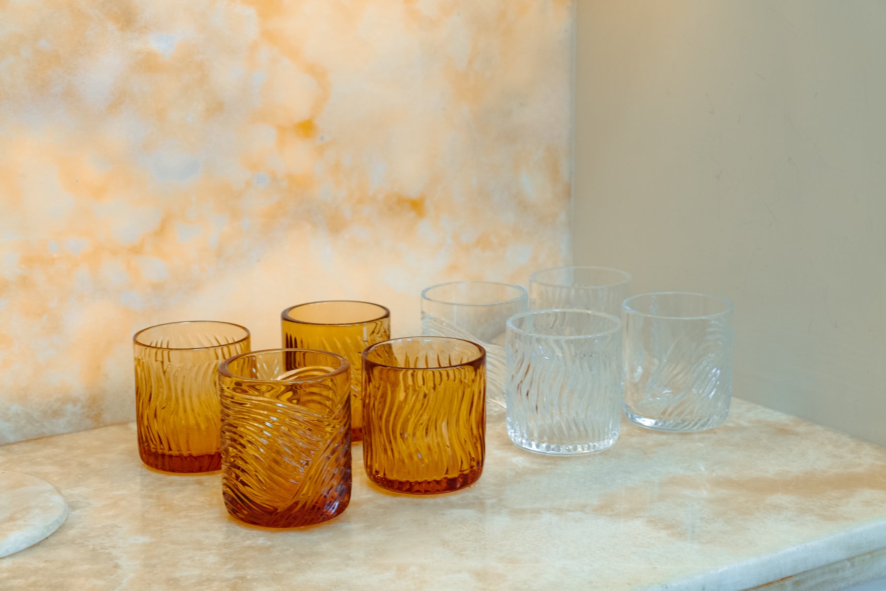 Libeccio Hand-Engraved Crystal Glass — Amber, Small