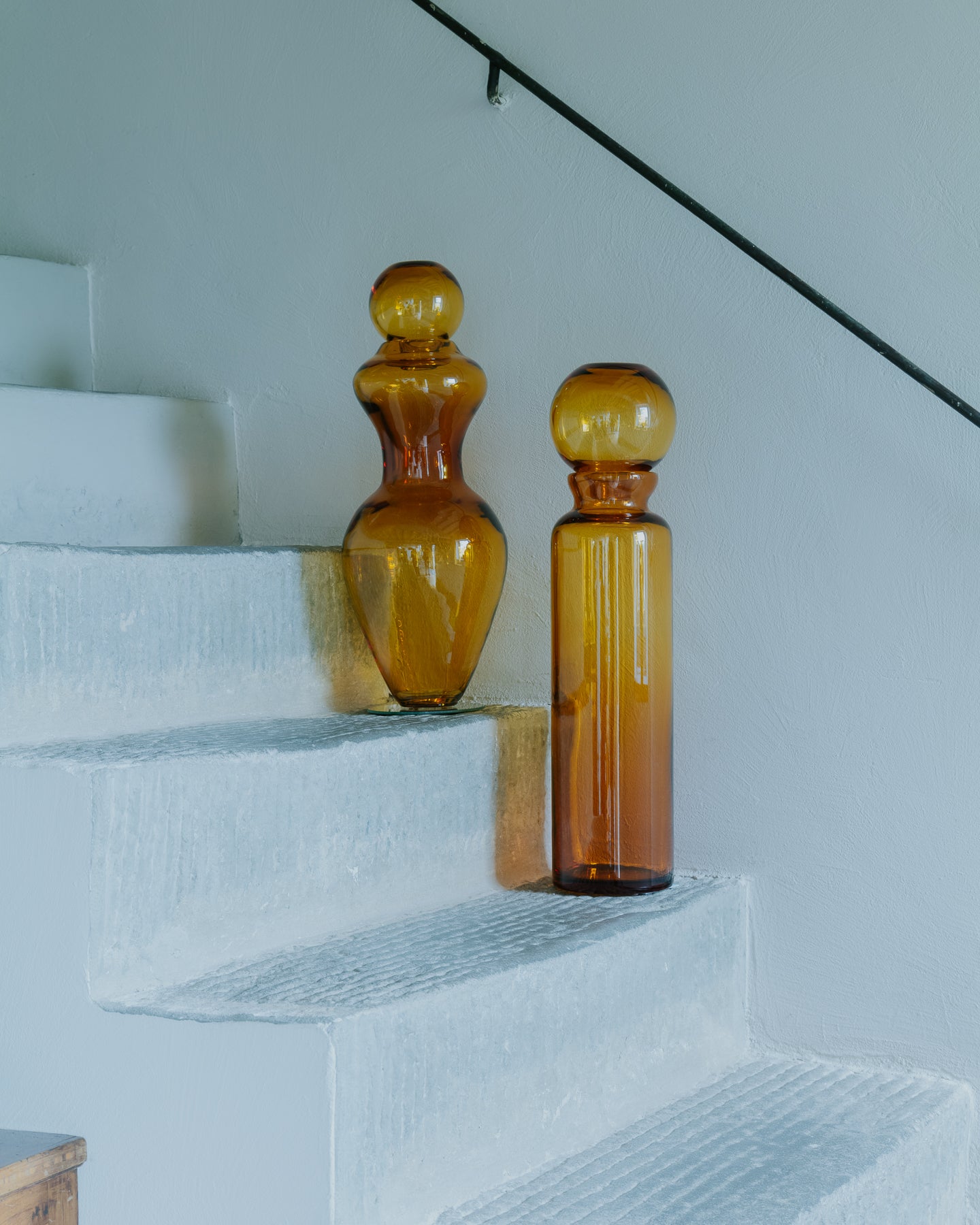 Marsala — Hand-Blown Crystal Vase, Two-Piece, Amber
