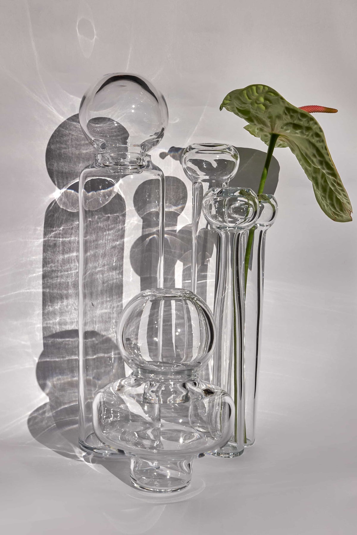 Scalea — Vaso in Cristallo Soffiato a Mano, Clear, Due Pezzi