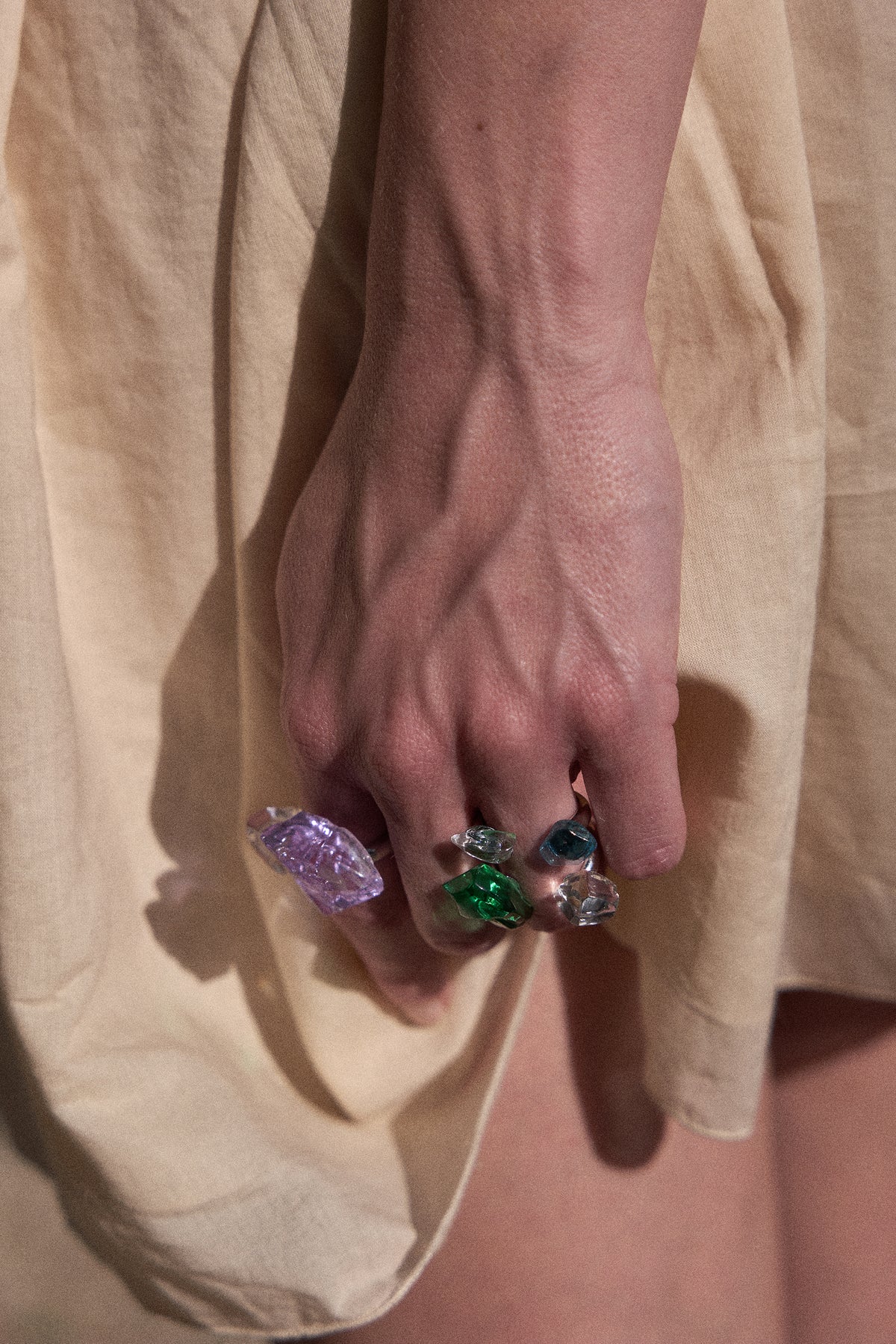 Costellazione — Hand-Forged Crystal Multi-Stone Ring, Rhodium