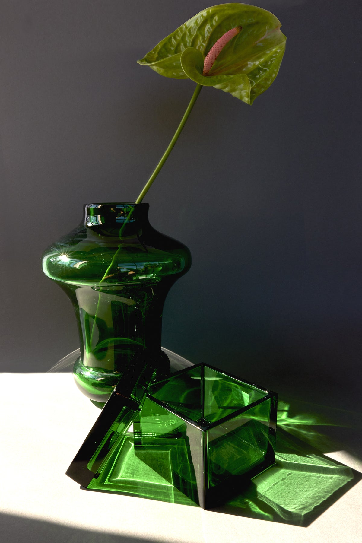 Palmi — Hand-Blown Crystal Box, Green