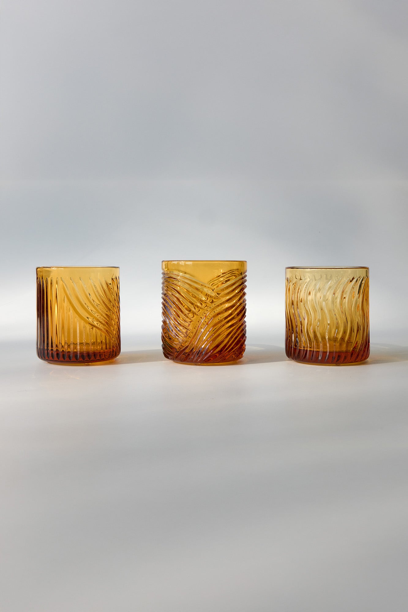 Grecale Hand-Engraved Crystal Glass — Amber, Small