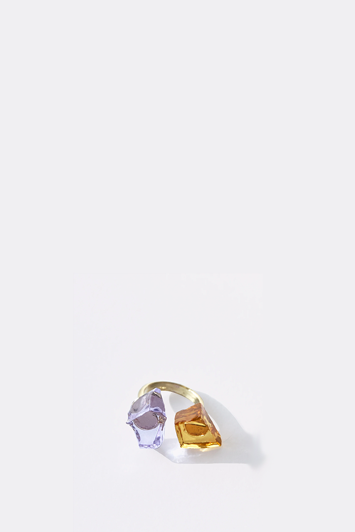 Meteore — Anello in Cristallo Forgiato a Mano, Oro