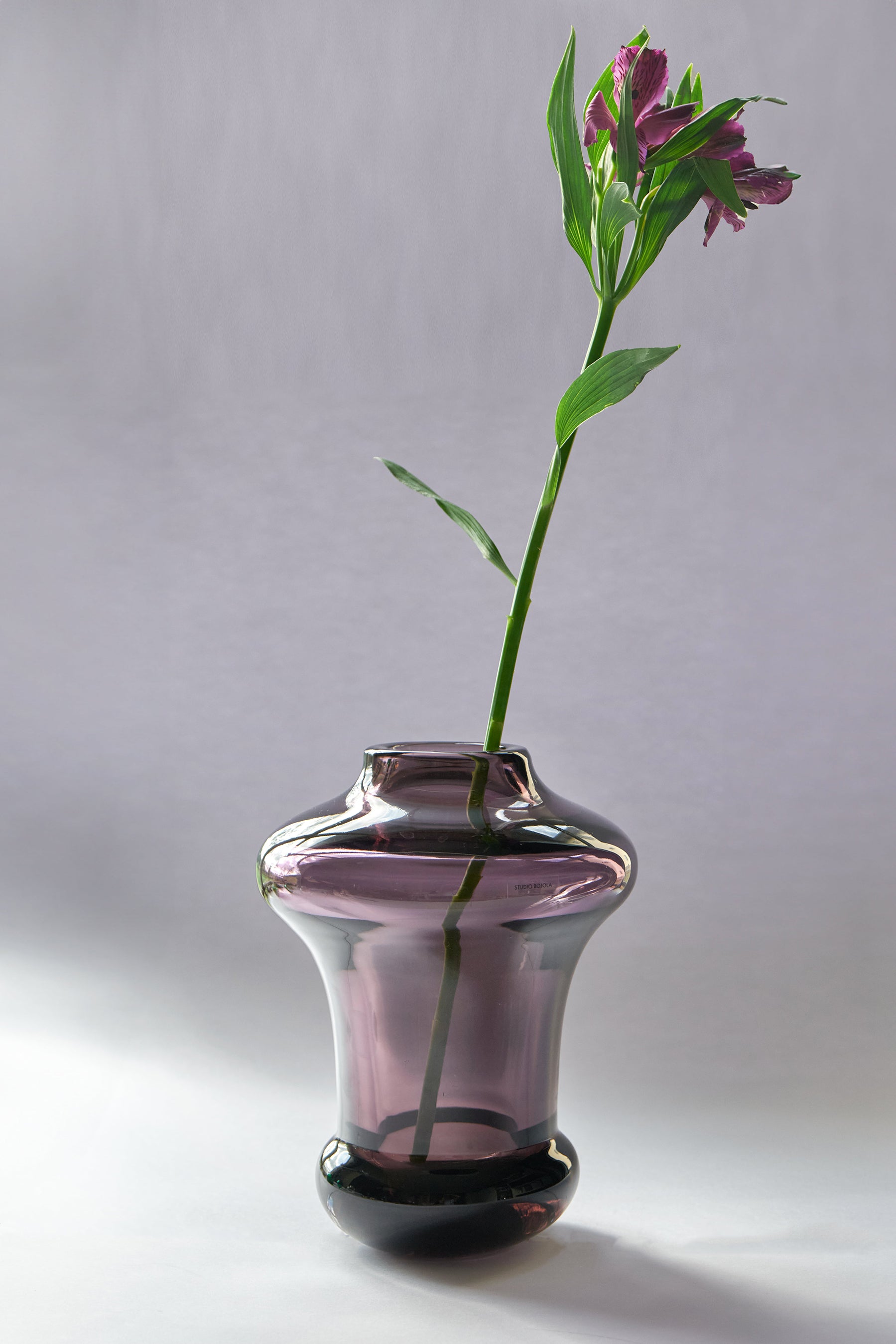 Murano — Hand-Blown Crystal Vase, Two-Piece Mauve