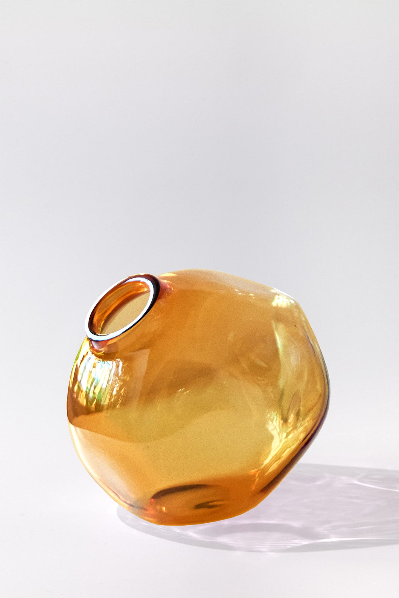 Nuvola — Hand-Blown Crystal Spherical Vase, Amber