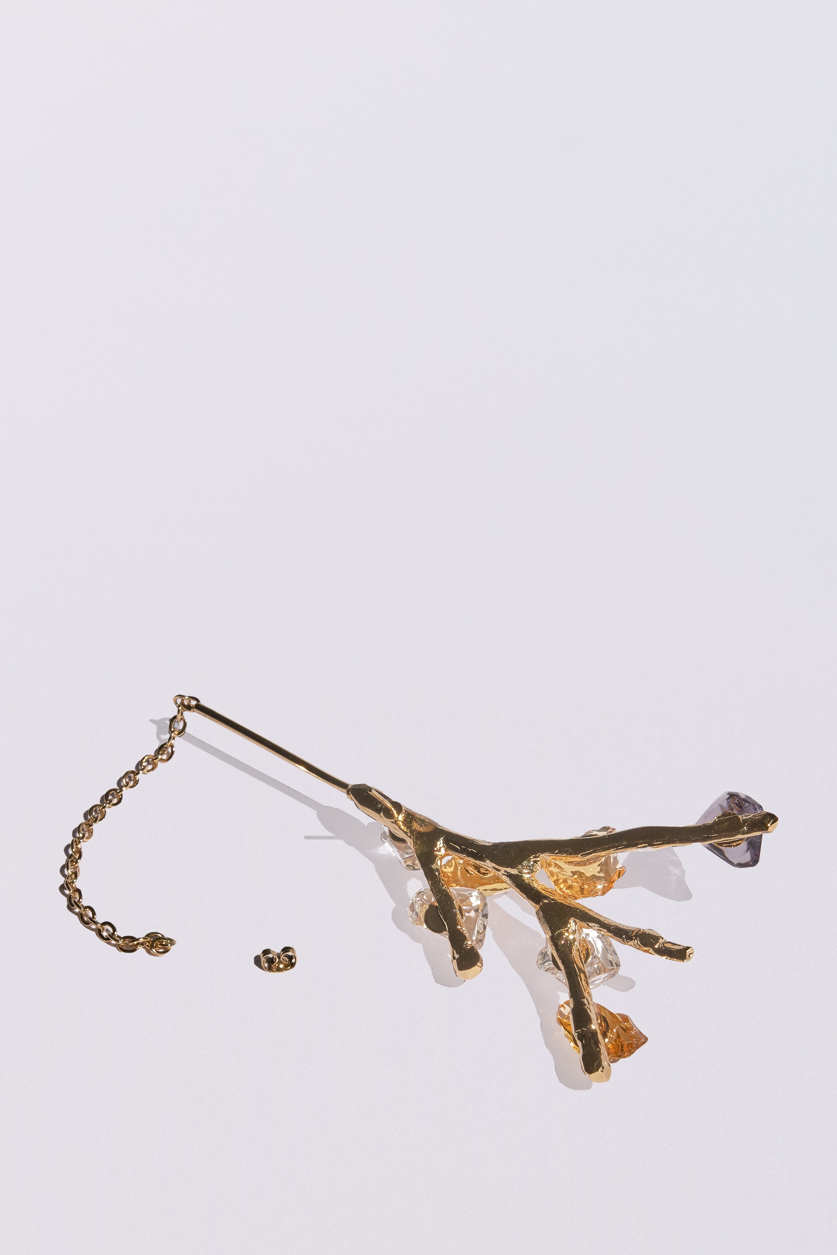 Orione — Hand-Forged Crystal Ear Cuff, Gold (single)