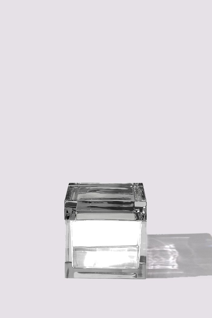 Palmi — Hand-Blown Crystal Box, Clear + Grey