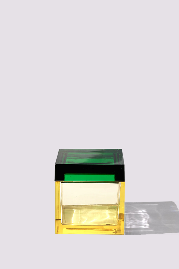 Palmi — Hand-Blown Crystal Box, Yellow + Green
