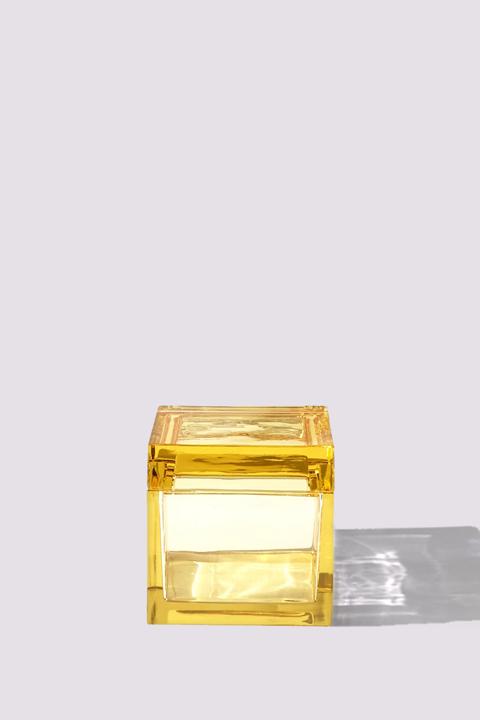Palmi — Hand-Blown Crystal Box, Yellow
