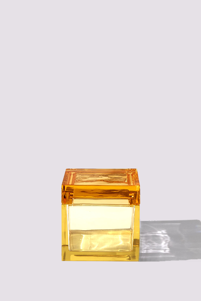 Palmi — Hand-Blown Crystal Box, Yellow + Amber