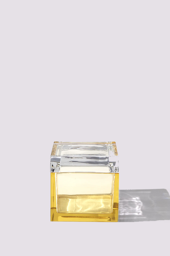 Palmi — Hand-Blown Crystal Box, Yellow + Clear