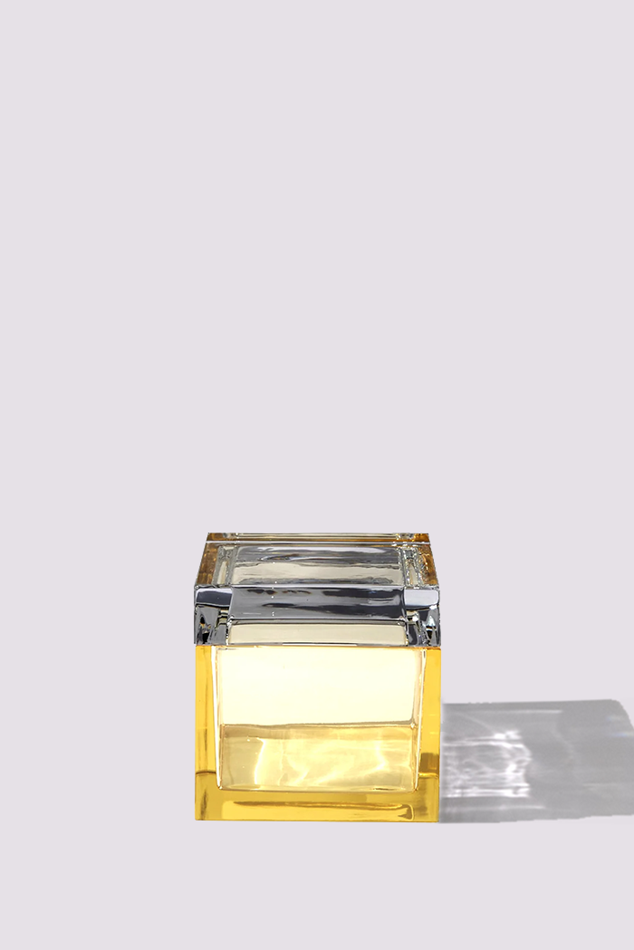 Palmi — Hand-Blown Crystal Box, Yellow + Grey
