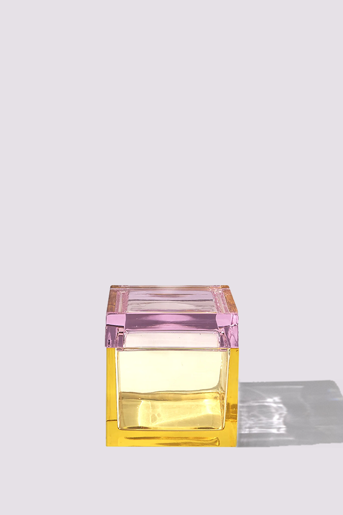 Palmi — Hand-Blown Crystal Box, Yellow + Pink
