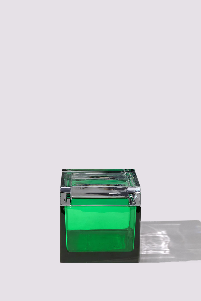 Palmi — Hand-Blown Crystal Box, Green + Gray