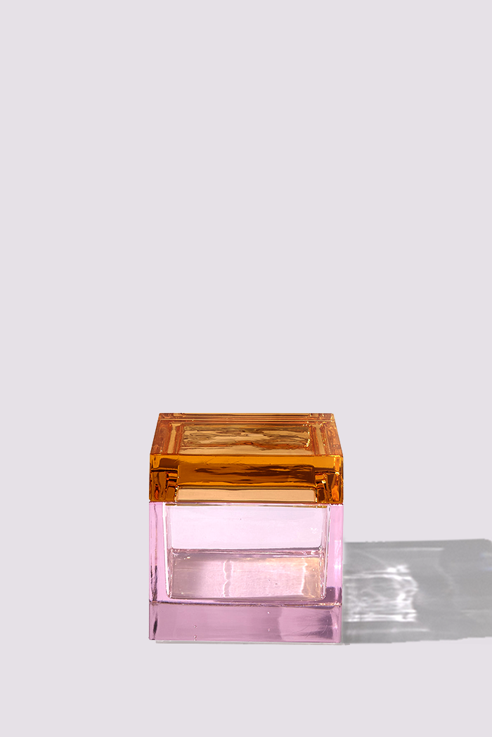 Palmi — Hand-Blown Crystal Box, Pink + Amber