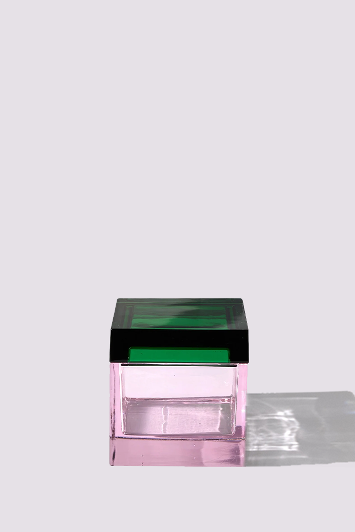 Palmi — Hand-Blown Crystal Box, Pink + Green