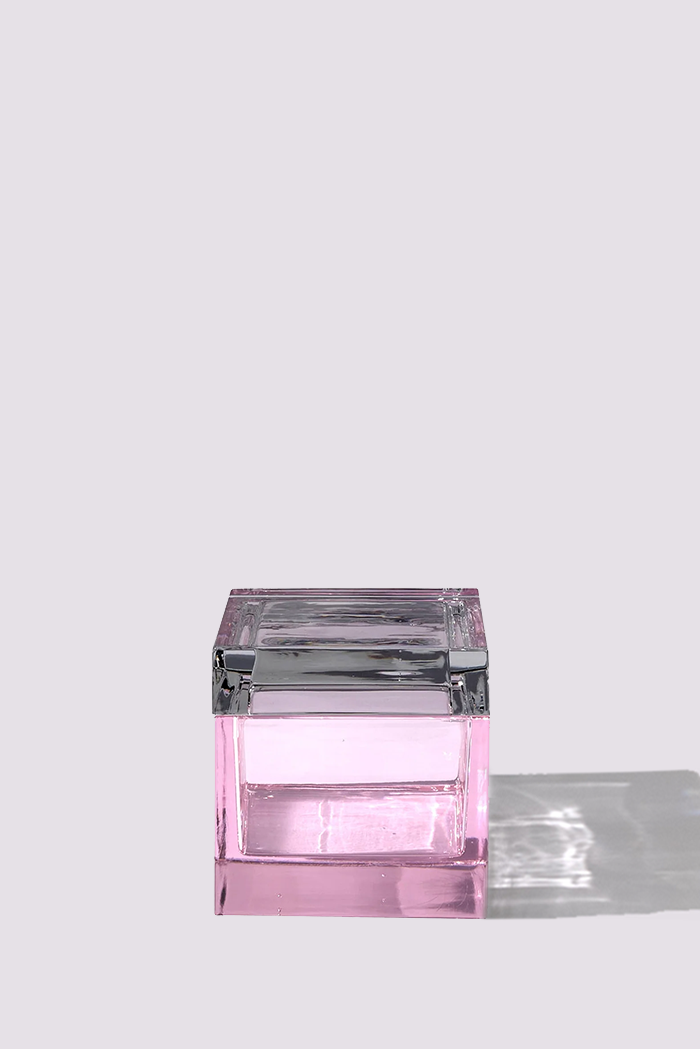Palmi — Hand-Blown Crystal Box, Pink + Grey