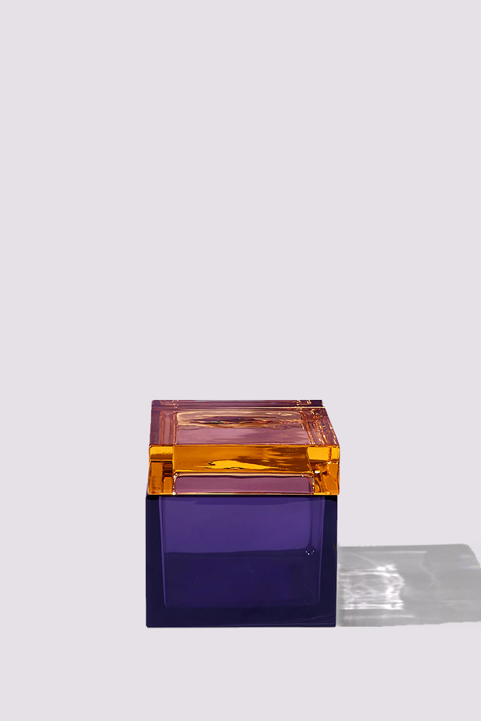 Palmi — Hand-Blown Crystal Box, Violet + Amber